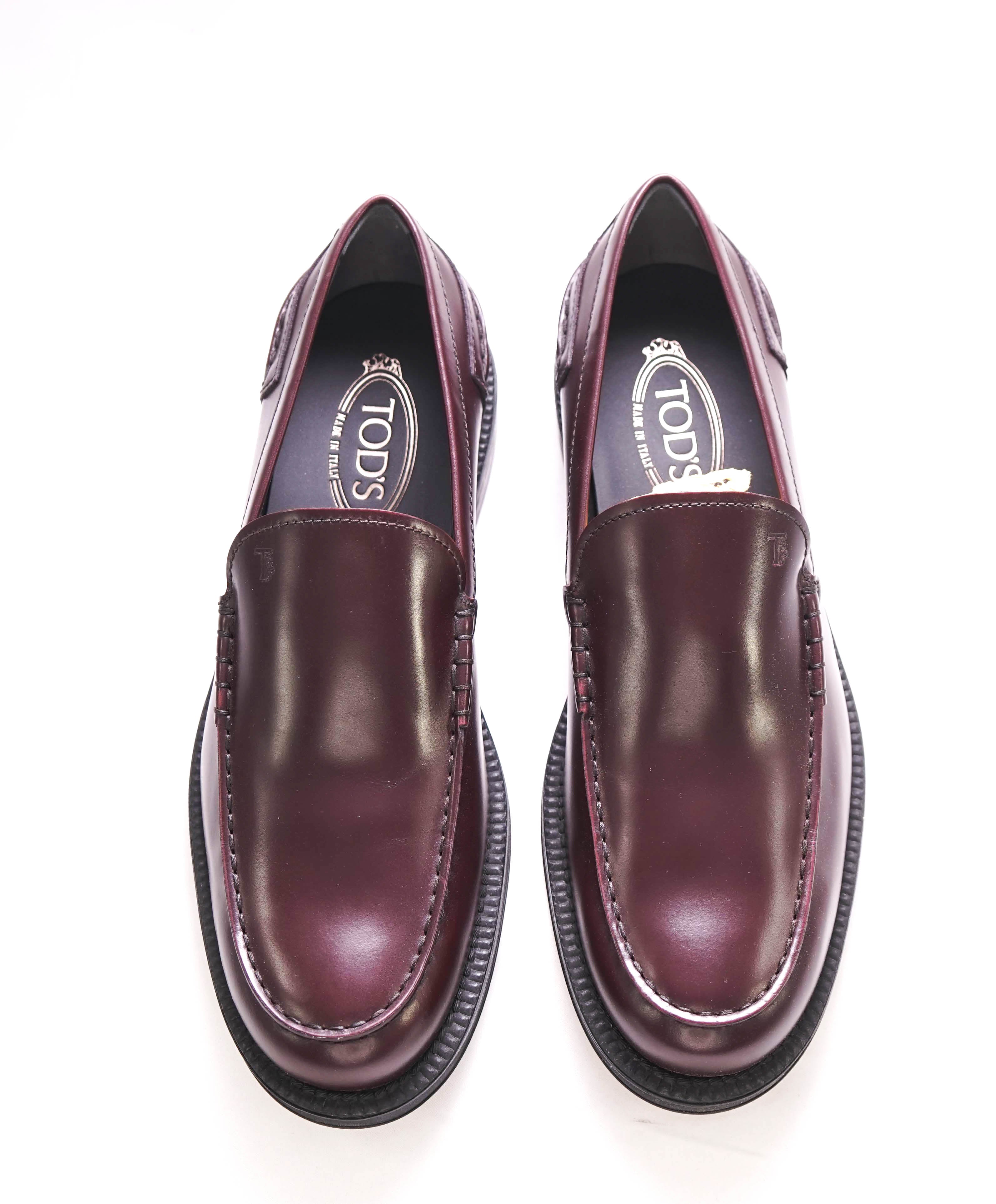 TOD’S - “Boston” Cherry Brown Logo Embossed Vamp Loafers - 10 US