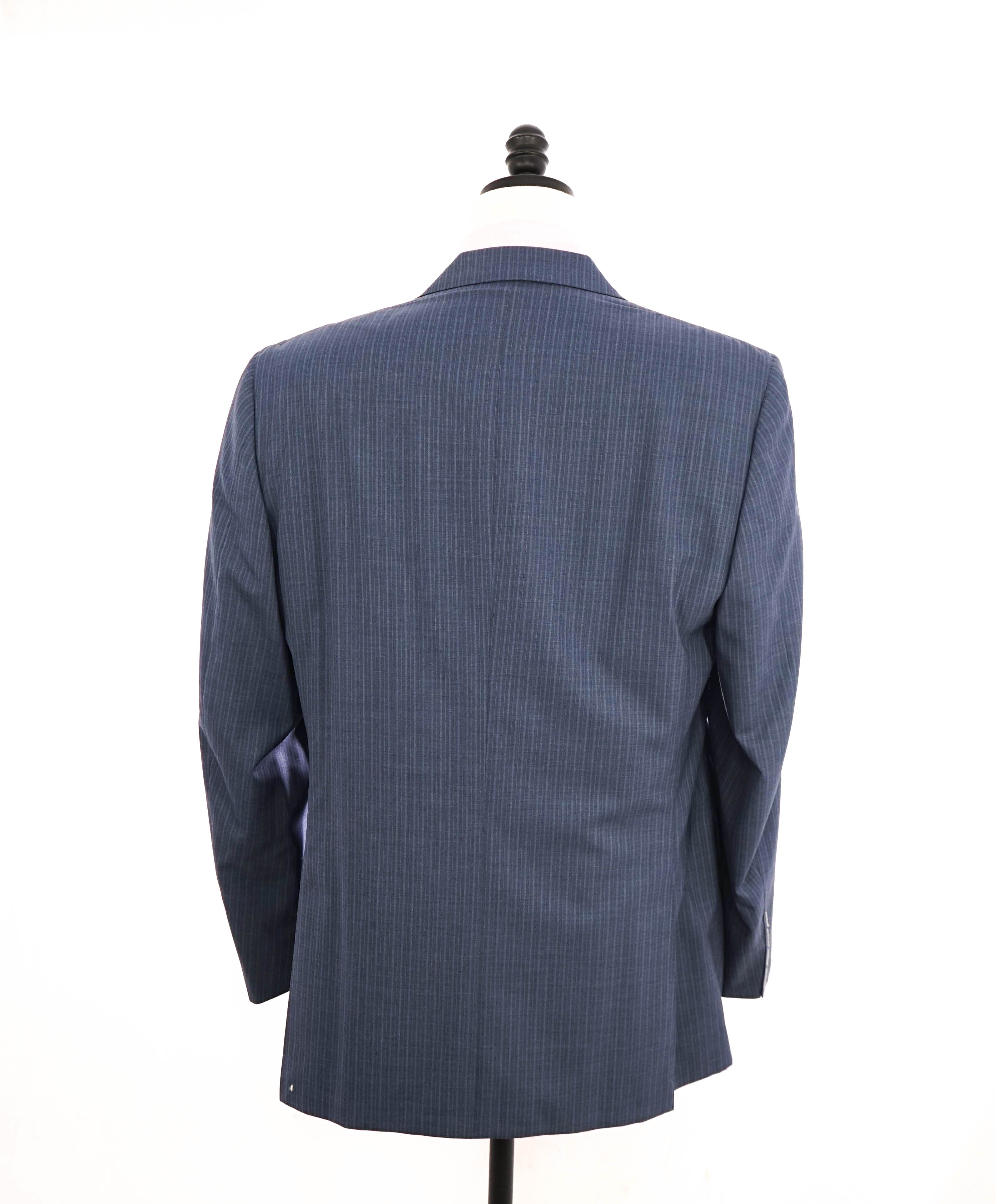 $1,895 CANALI - Medium Blue Tonal Stripe Double Vent Wool Blazer - 46R