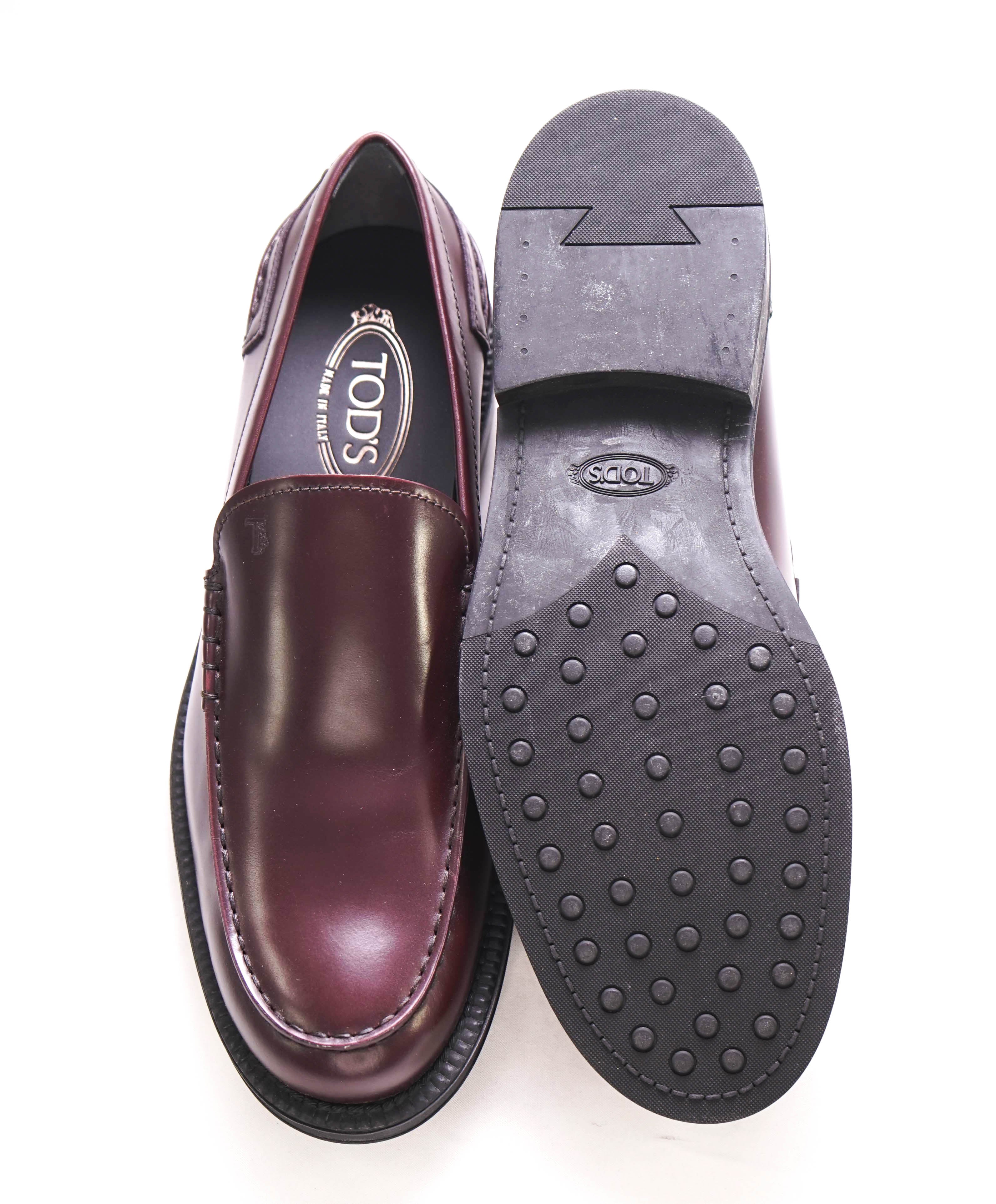 TOD’S - “Boston” Cherry Brown Logo Embossed Vamp Loafers - 10 US