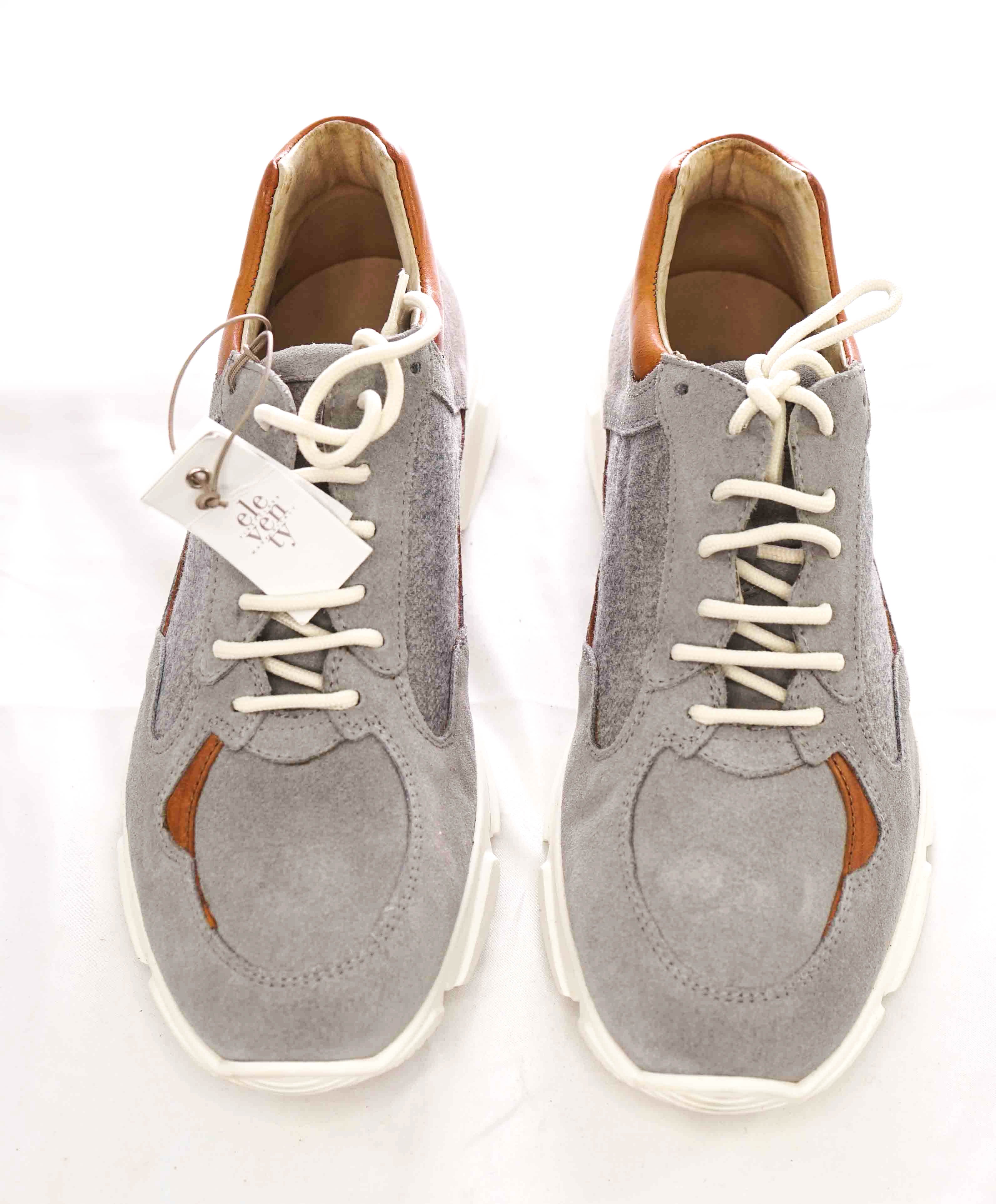 $695 ELEVENTY - Flannel Wool / Suede Leather Runner Sneakers - 11 US (44EU)