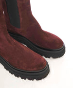 $825 ELEVENTY - Burgundy Suede Chelsea Platform Chunky Sole Boots - 10 US (40EU)