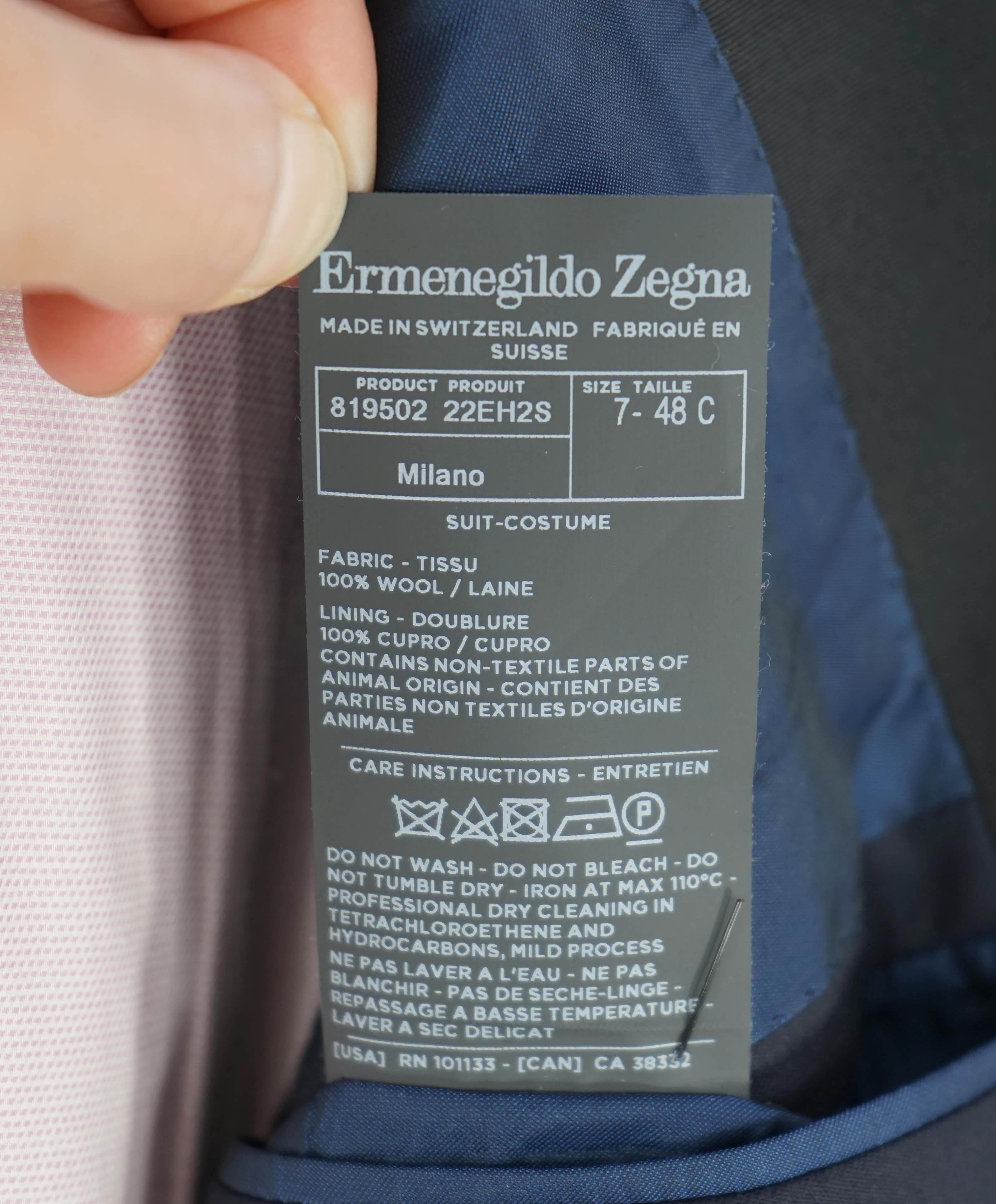 $5,995 ERMENEGILDO ZEGNA - 1-Btn "SU MISURA" Navy *MICRONSPHERE* Tuxedo - 38S