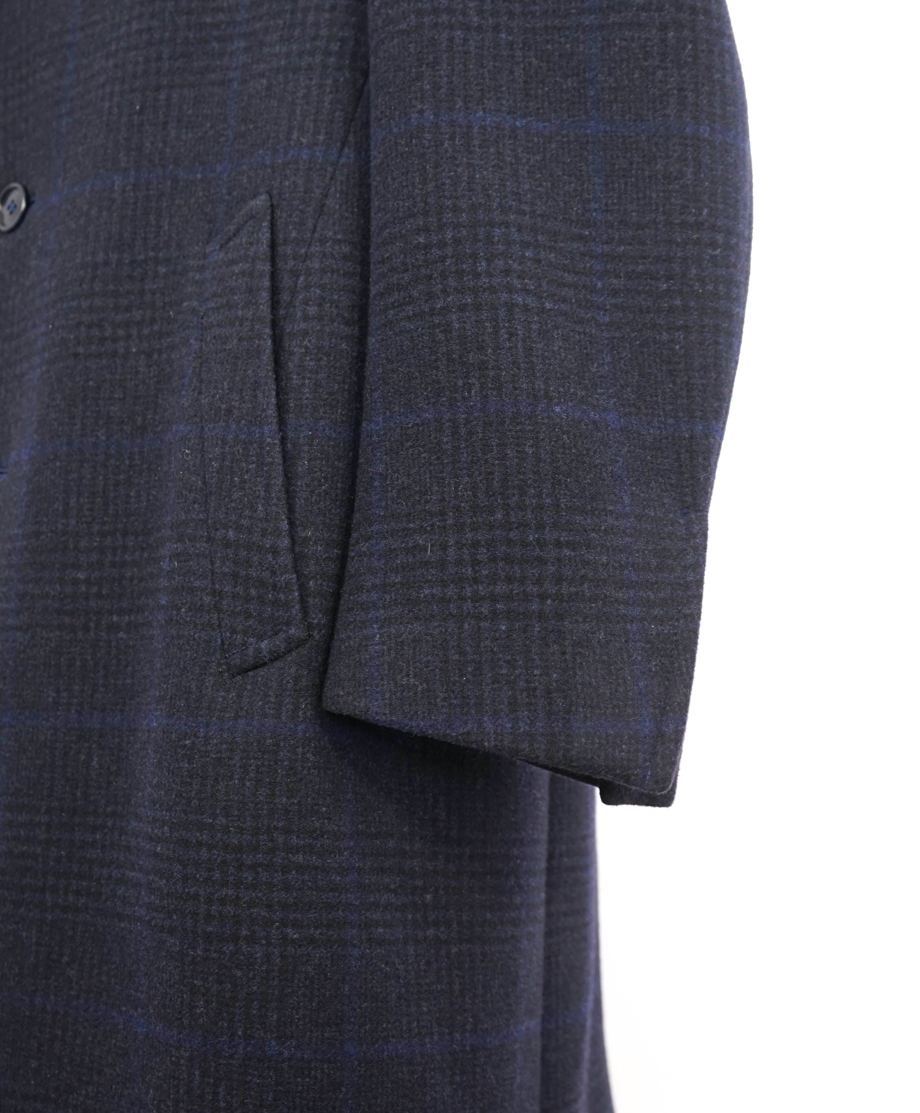 $2,395 CANALI - Gray/Blue Glen Plaid Check Wool Topcoat Coat - 40R