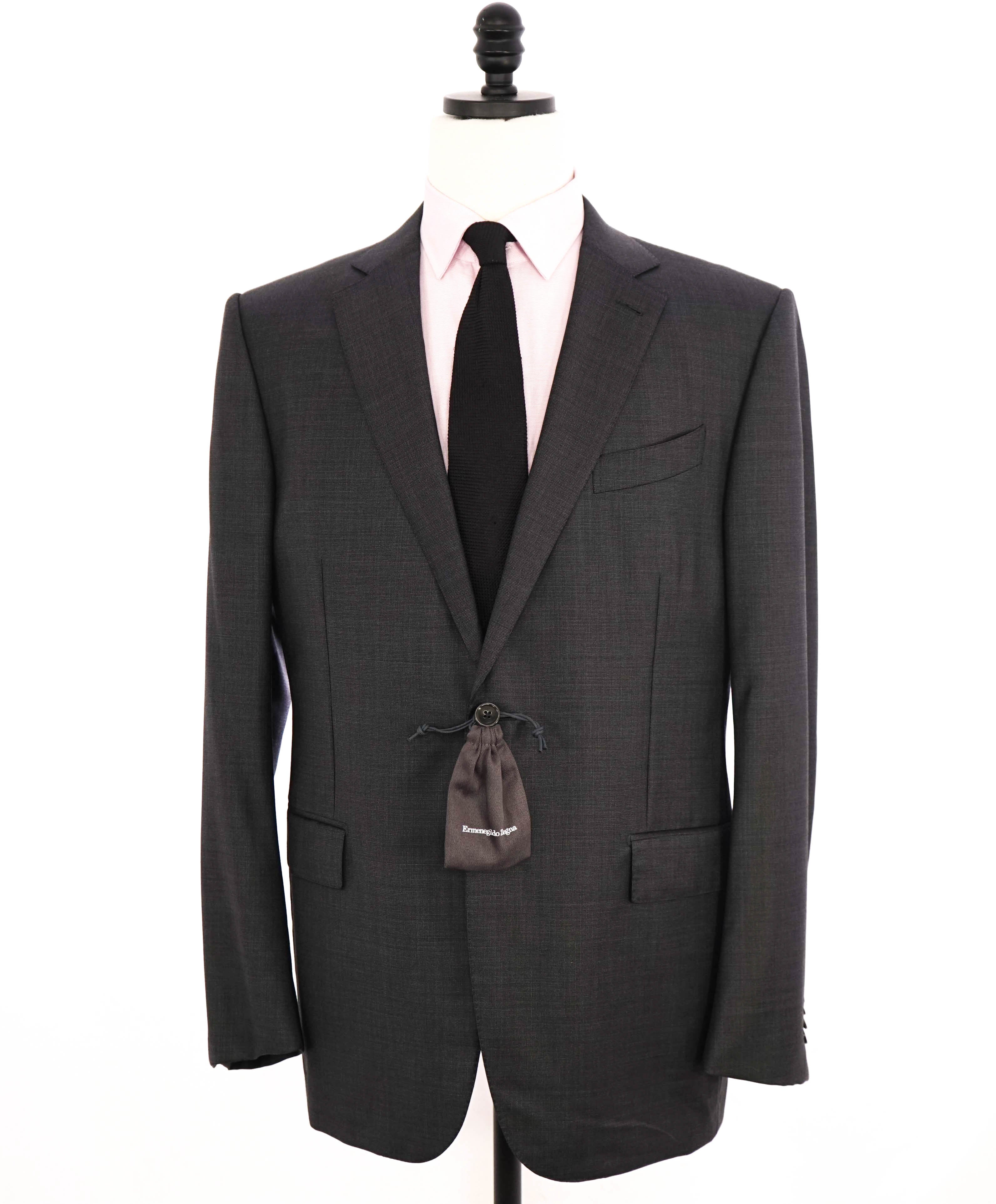 ERMENEGILDO ZEGNA -"TROFEO" Milano Gray Textured Birdseye Premium Suit - 46R