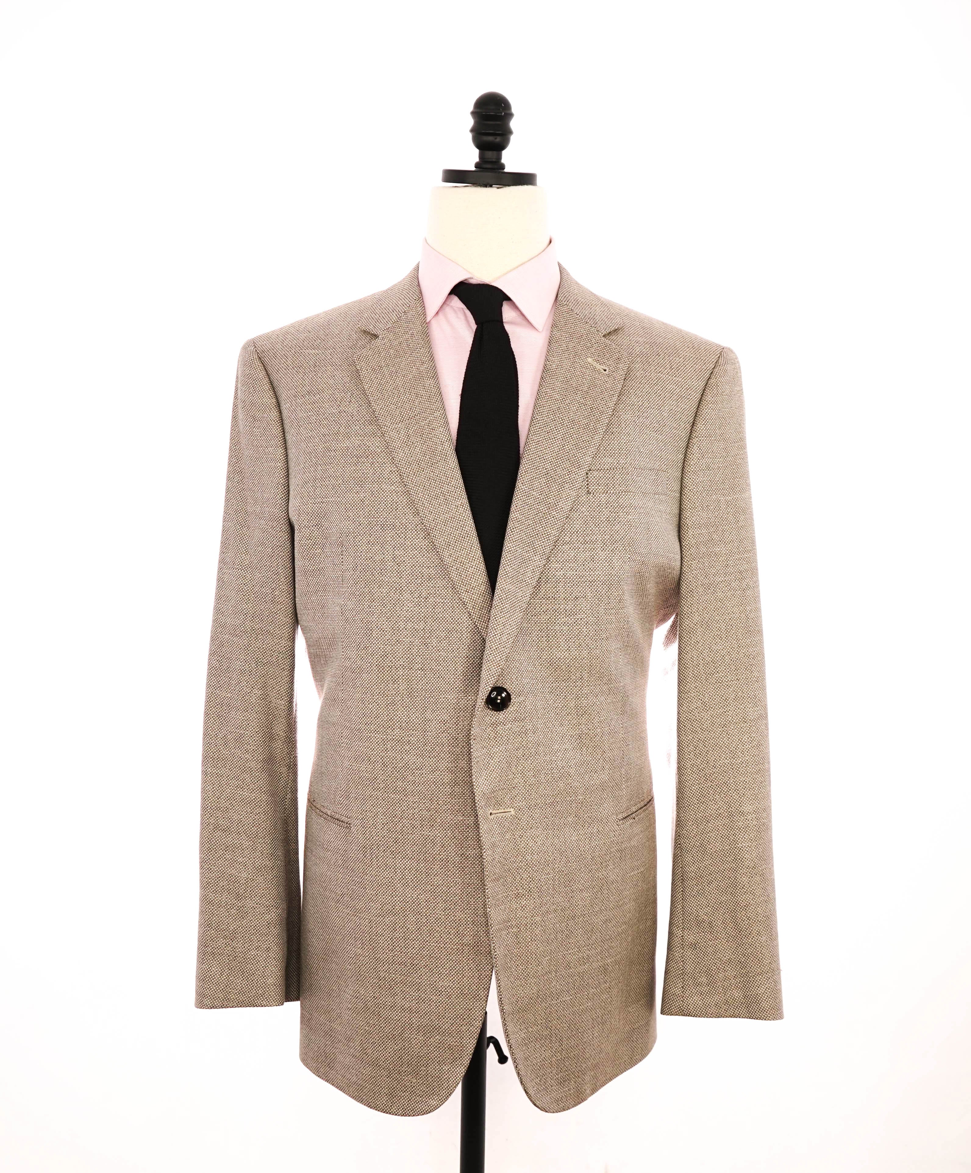 GIORGIO ARMANI - “Taylor” Wool/Silk/Linen Camel Royal Weave Blazer - 48R