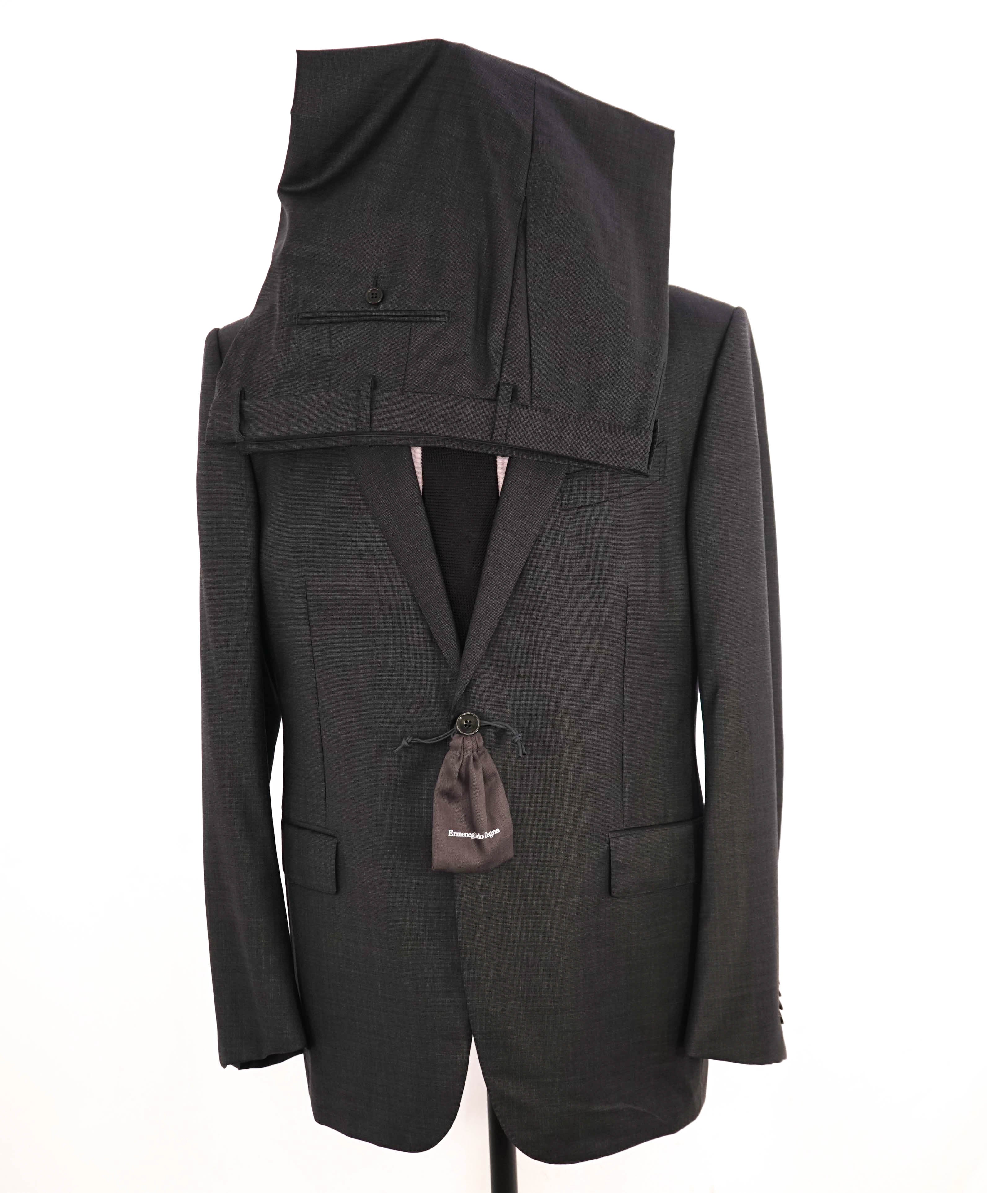 ERMENEGILDO ZEGNA -"TROFEO" Milano Gray Textured Birdseye Premium Suit - 46R