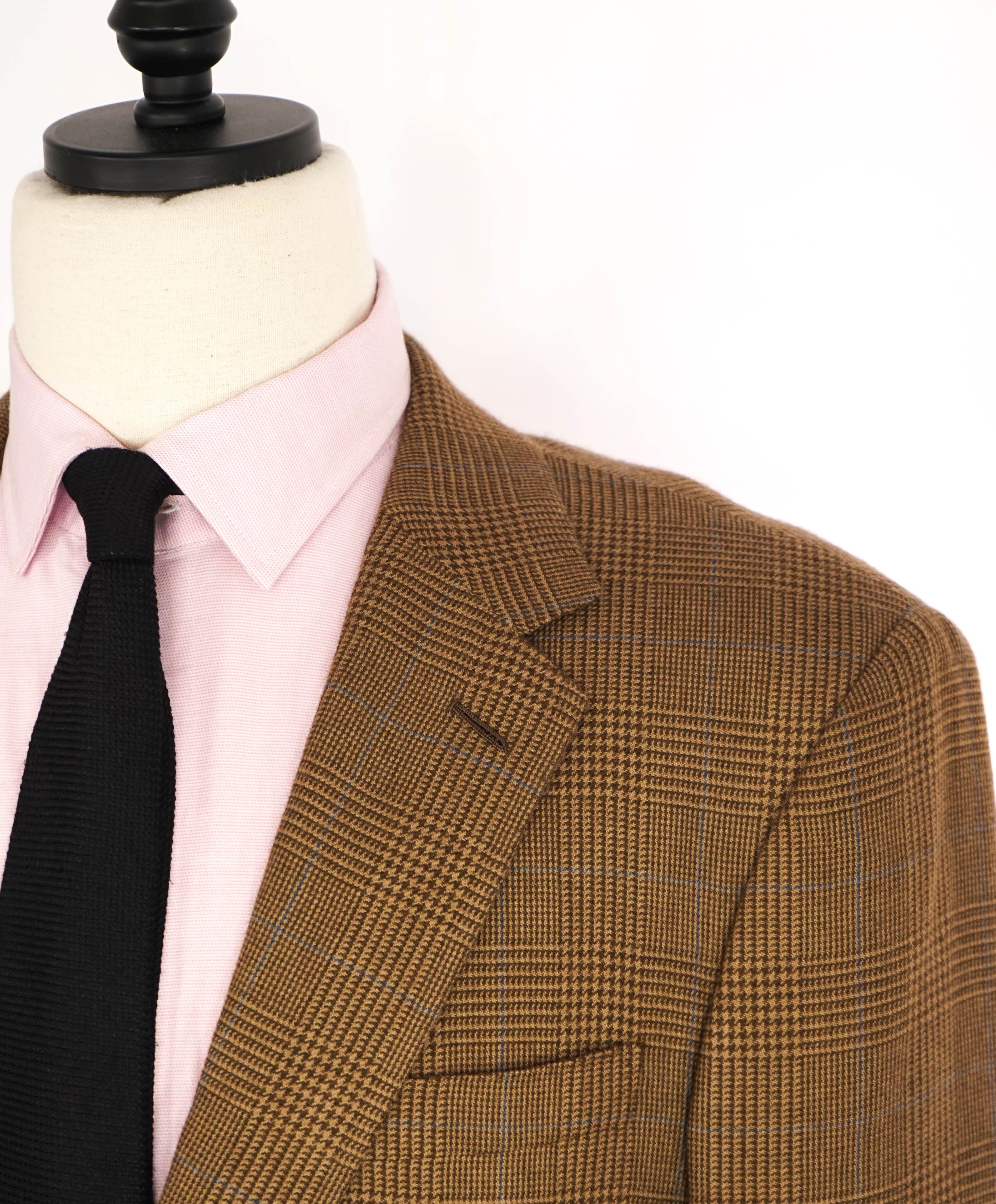 $4,995 RALPH LAUREN PURPLE LABEL - *PURE CASHMERE* Royal Plaid Neutral Blazer - 44L