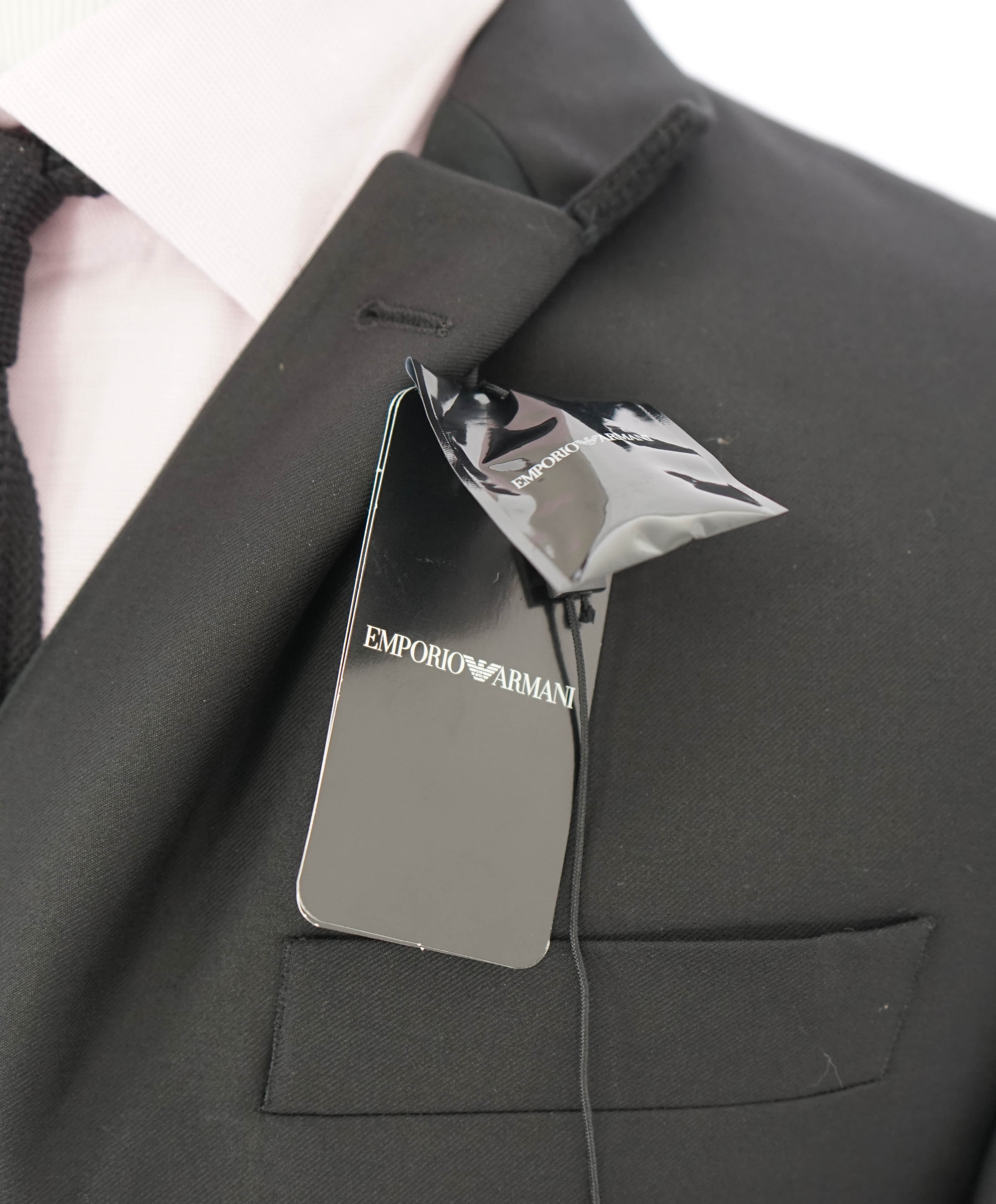 $1,995 EMPORIO ARMANI - “G LINE” 1-Btn Notch Lapel 130's Tuxedo Suit - 40R