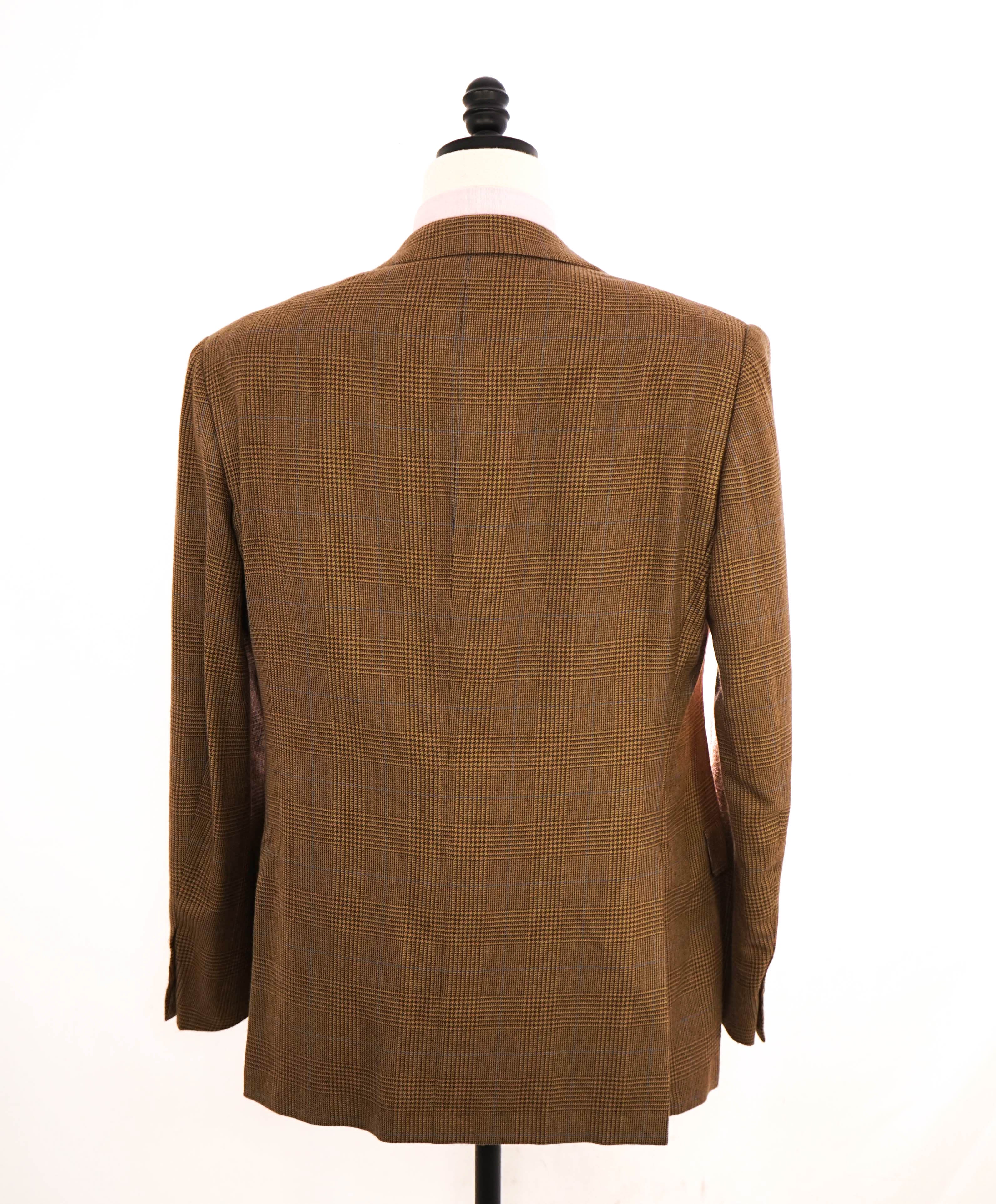 $4,995 RALPH LAUREN PURPLE LABEL - *PURE CASHMERE* Royal Plaid Neutral Blazer - 44L