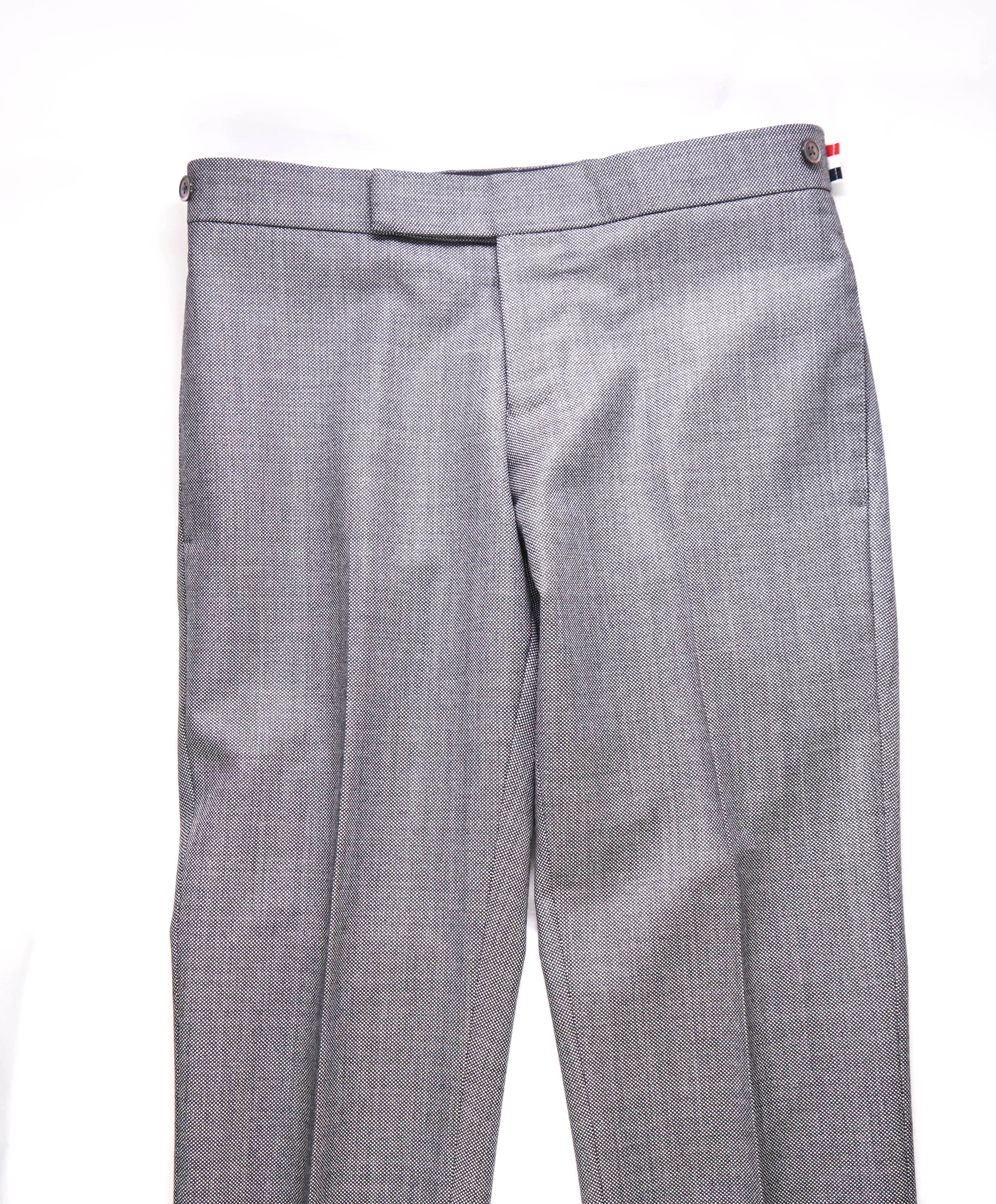 THOM BROWNE - Gray Birdseye Side Stripe Backstrap Dress Pants "Sz 0" - 30W