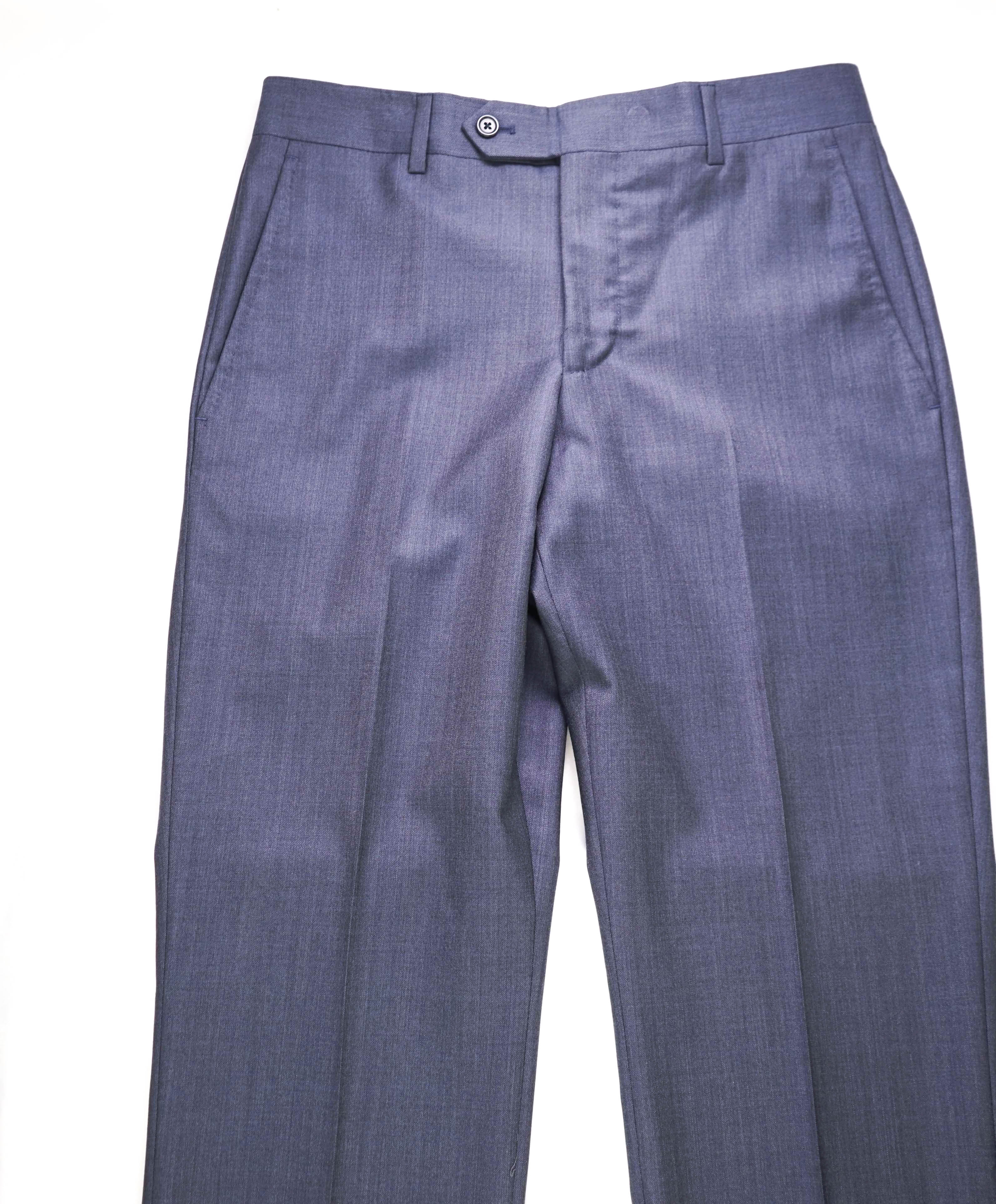 SAKS FIFTH AVE - Steel Blue Wool MADE IN ITALY Flat Front Dress Pants - 30W