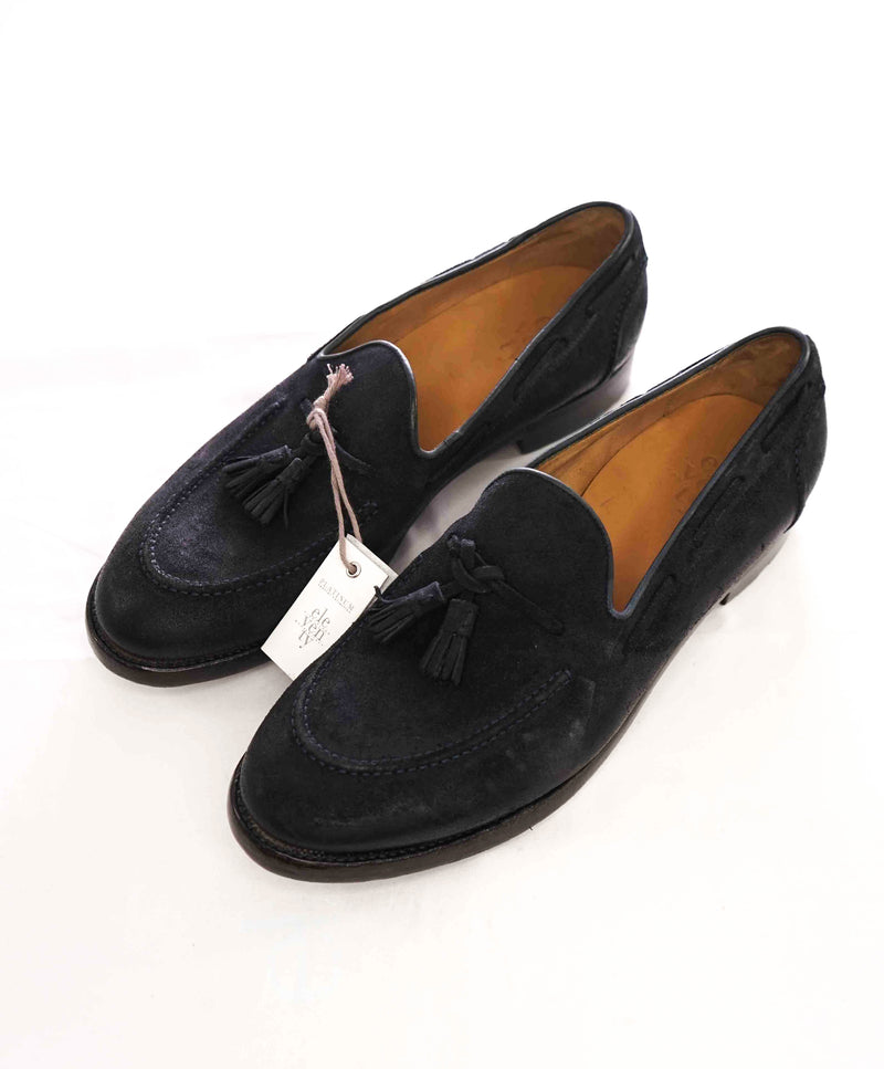 $795 ELEVENTY - Navy Weathered Suede Tassel Loafer - 11 US (44EU)