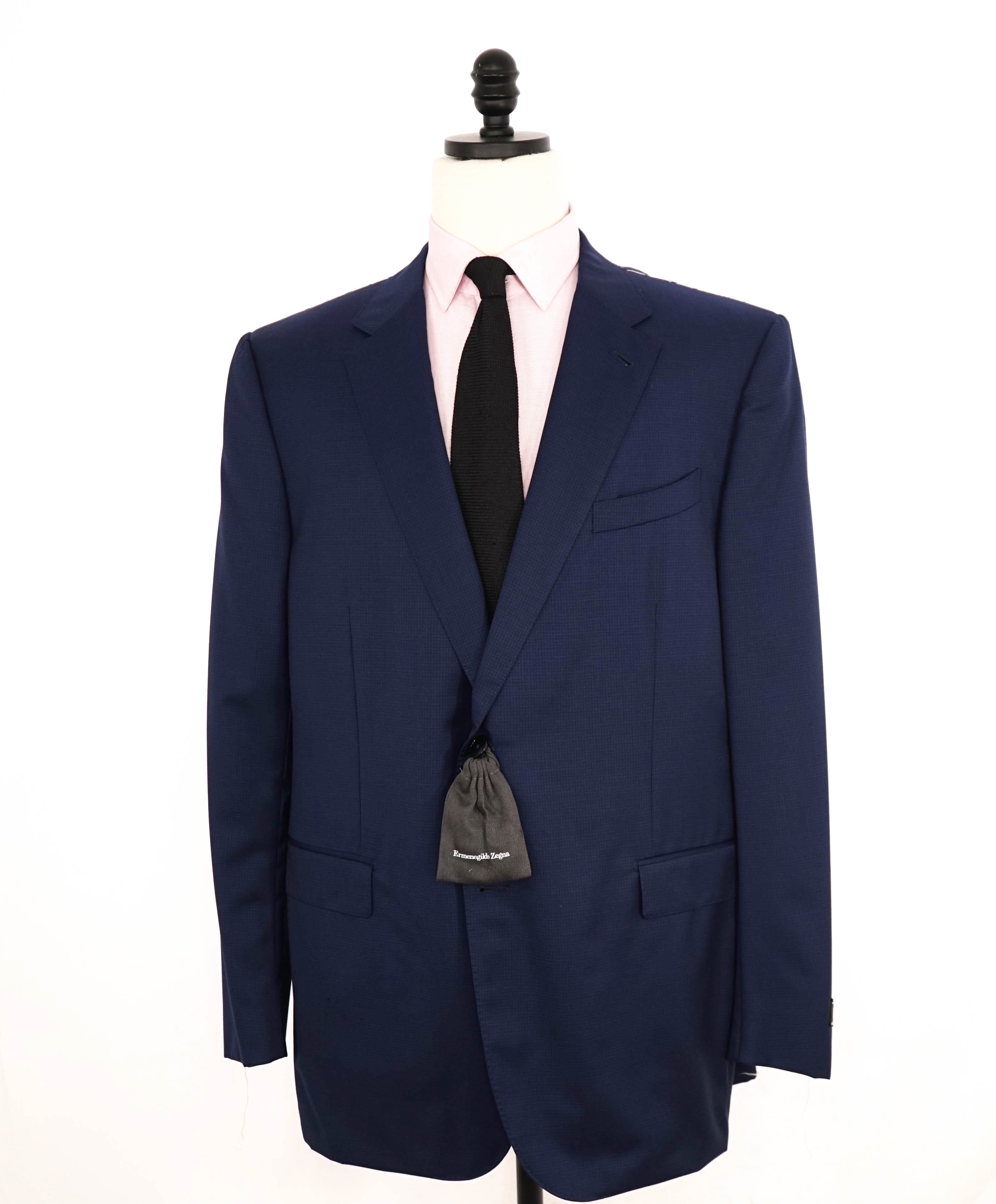 $2,995 ERMENEGILDO ZEGNA - “MultiSeason” Midnight Blue Micro Check Blazer- 50R US