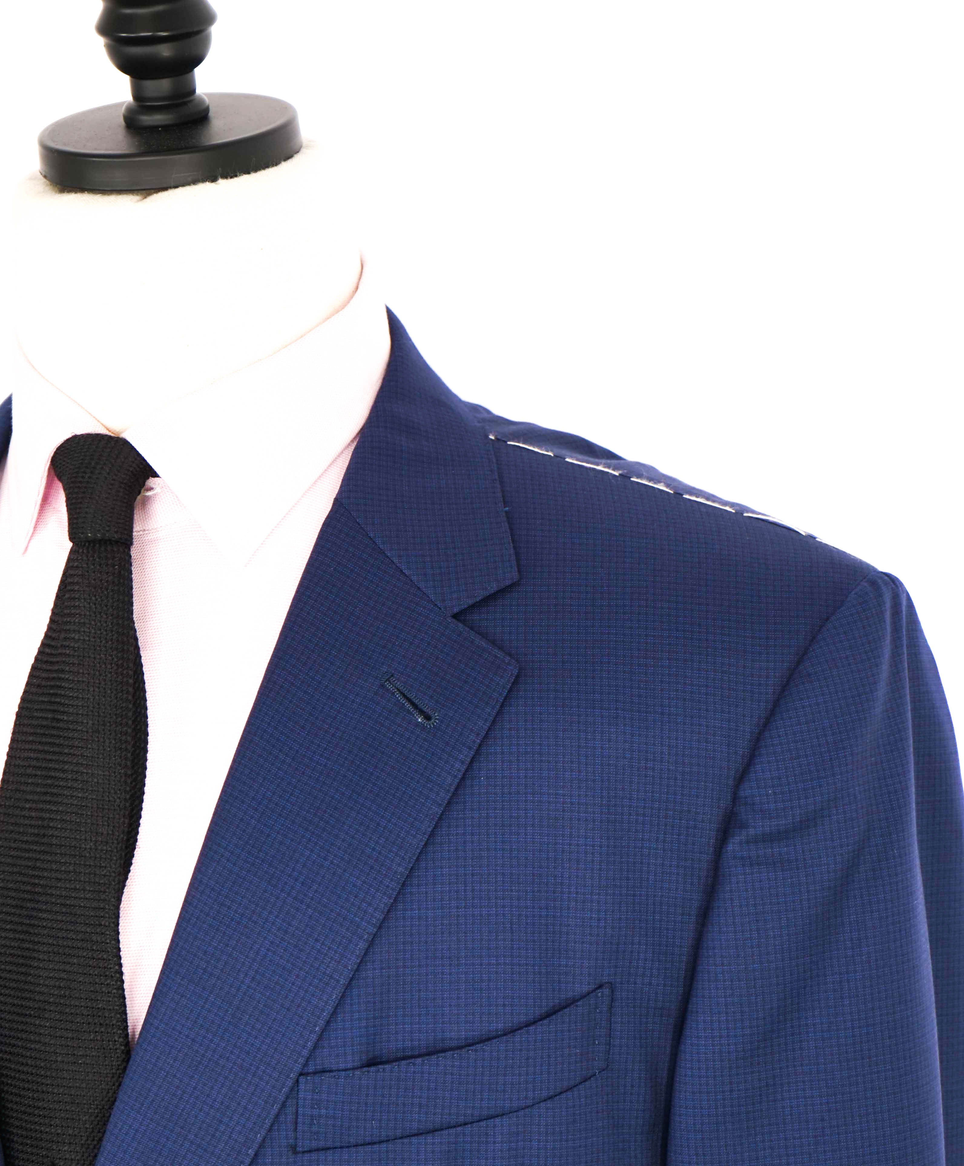 $2,995 ERMENEGILDO ZEGNA - “MultiSeason” Midnight Blue Micro Check Blazer- 50R US