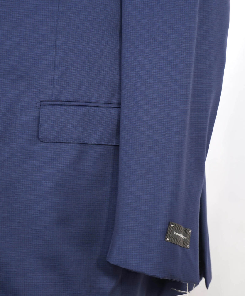 $2,995 ERMENEGILDO ZEGNA - “MultiSeason” Midnight Blue Micro Check Blazer- 50R US