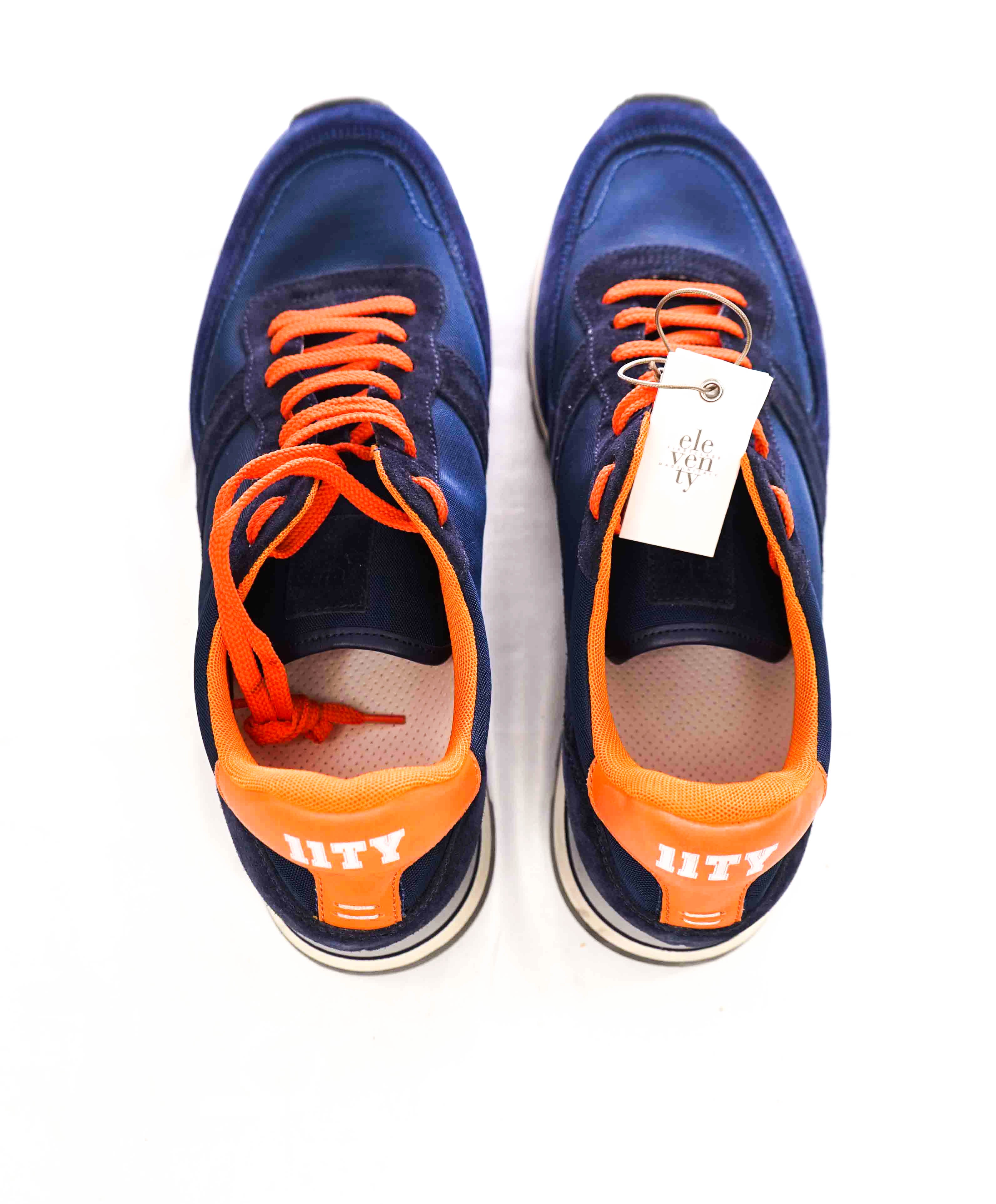 $495 ELEVENTY - 11ty Orange Mixed Media Unique Sneaker - 12 US (45EU)