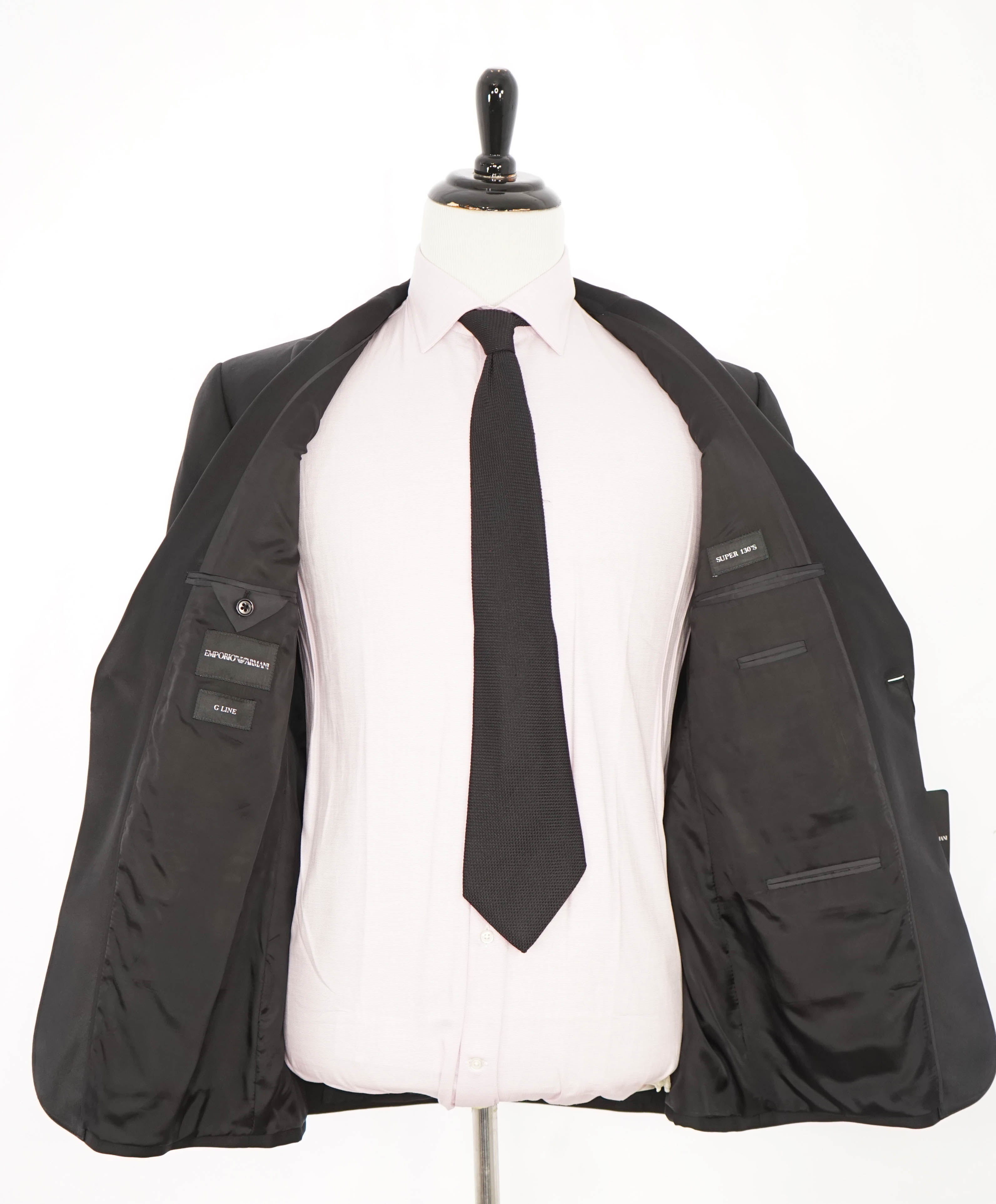 $1,995 EMPORIO ARMANI - “G LINE” 1-Btn Peak Lapel 130's Tuxedo Suit - 36S