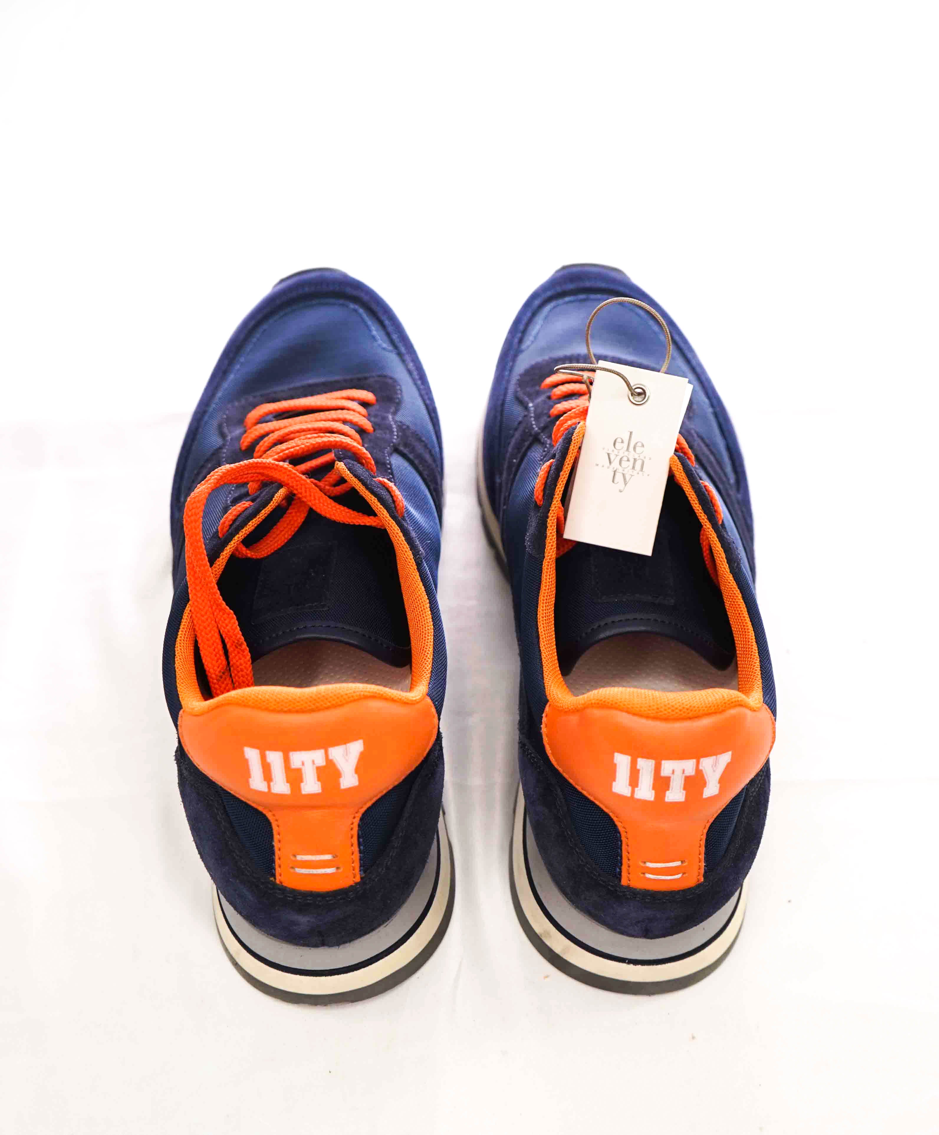 $495 ELEVENTY - 11ty Orange Mixed Media Unique Sneaker - 12 US (45EU)