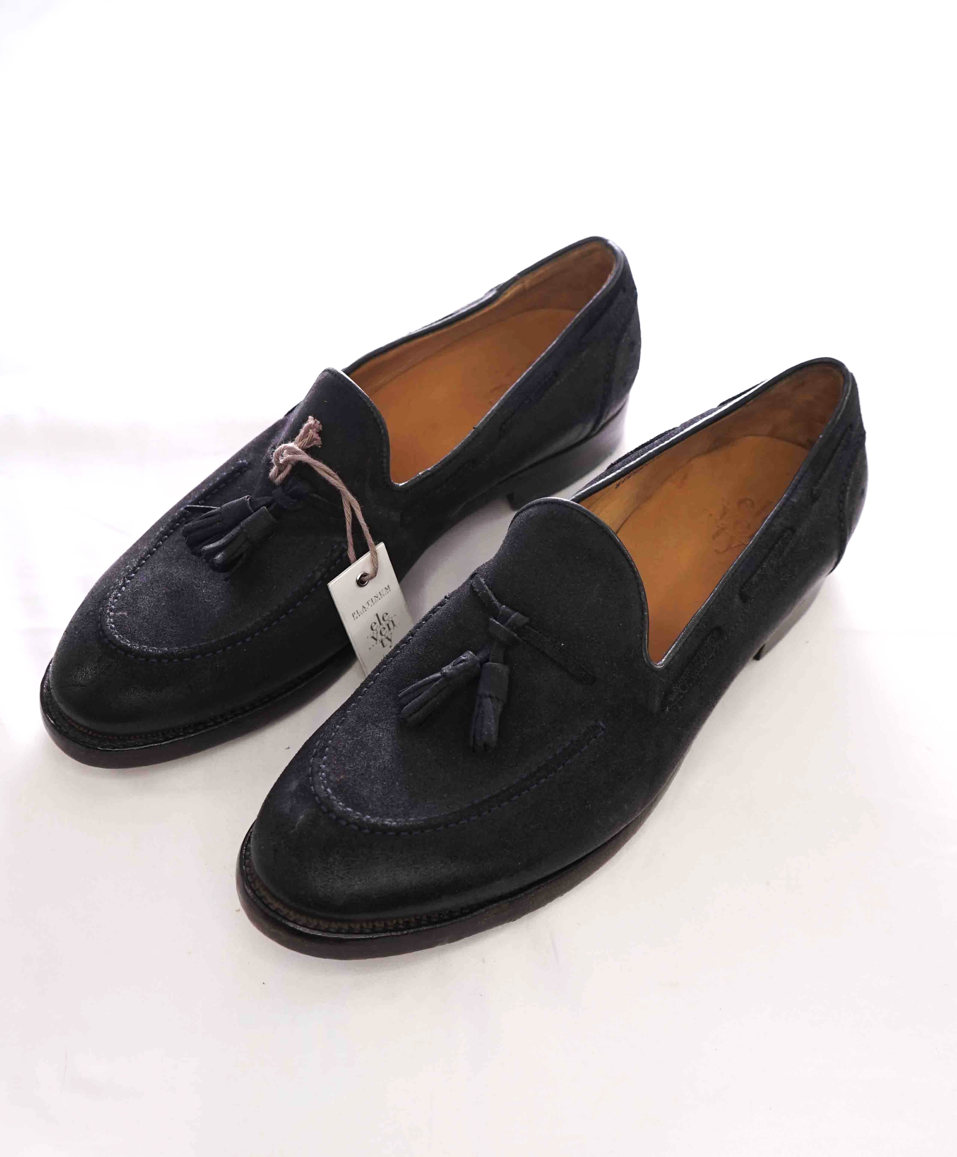 $795 ELEVENTY - Navy Weathered Suede Tassel Loafer - 12 US (45EU)