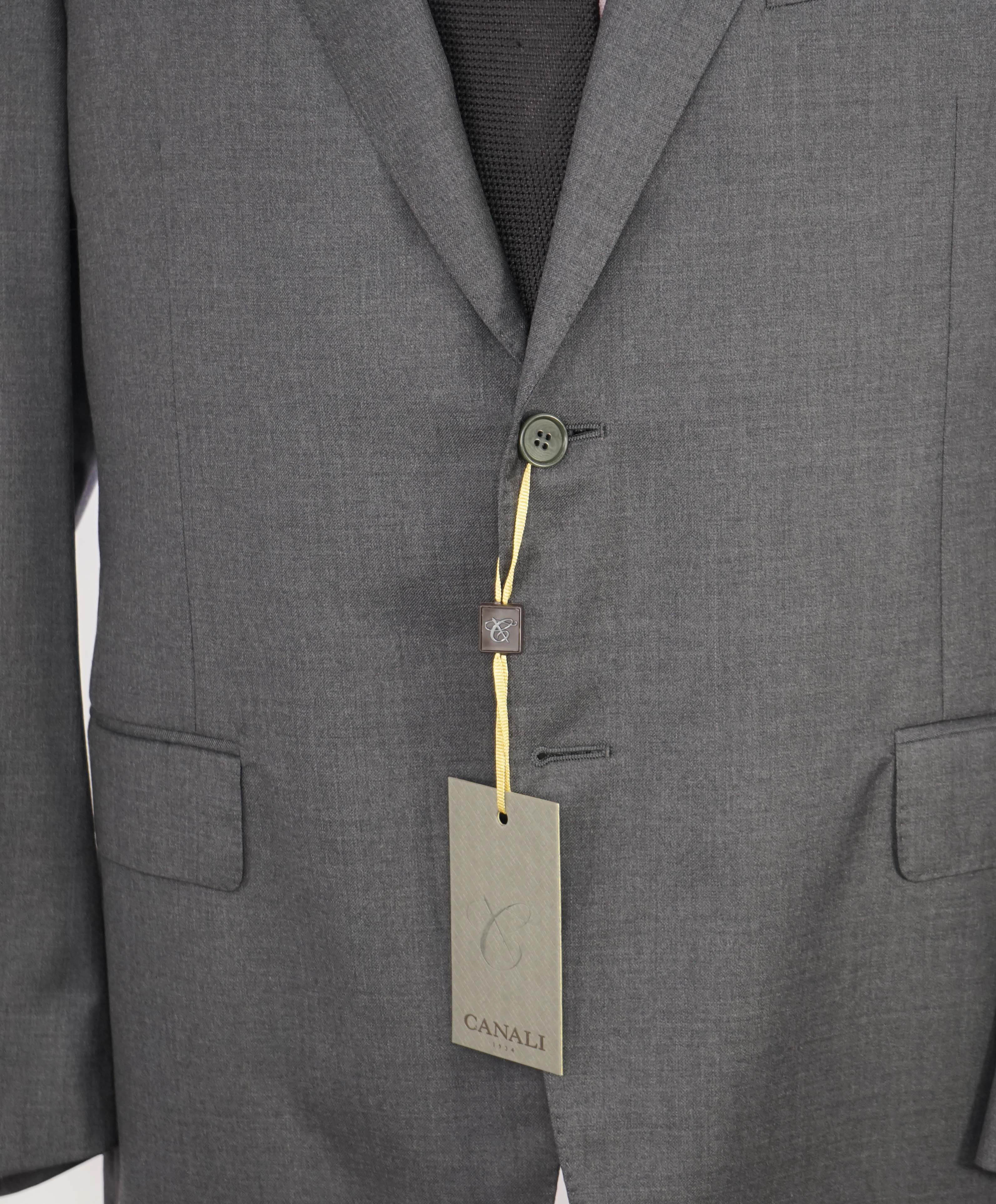 $1,895 CANALI - Solid Gray *Closet Staple* 2-Btn Notch Wool Blazer - 46R US