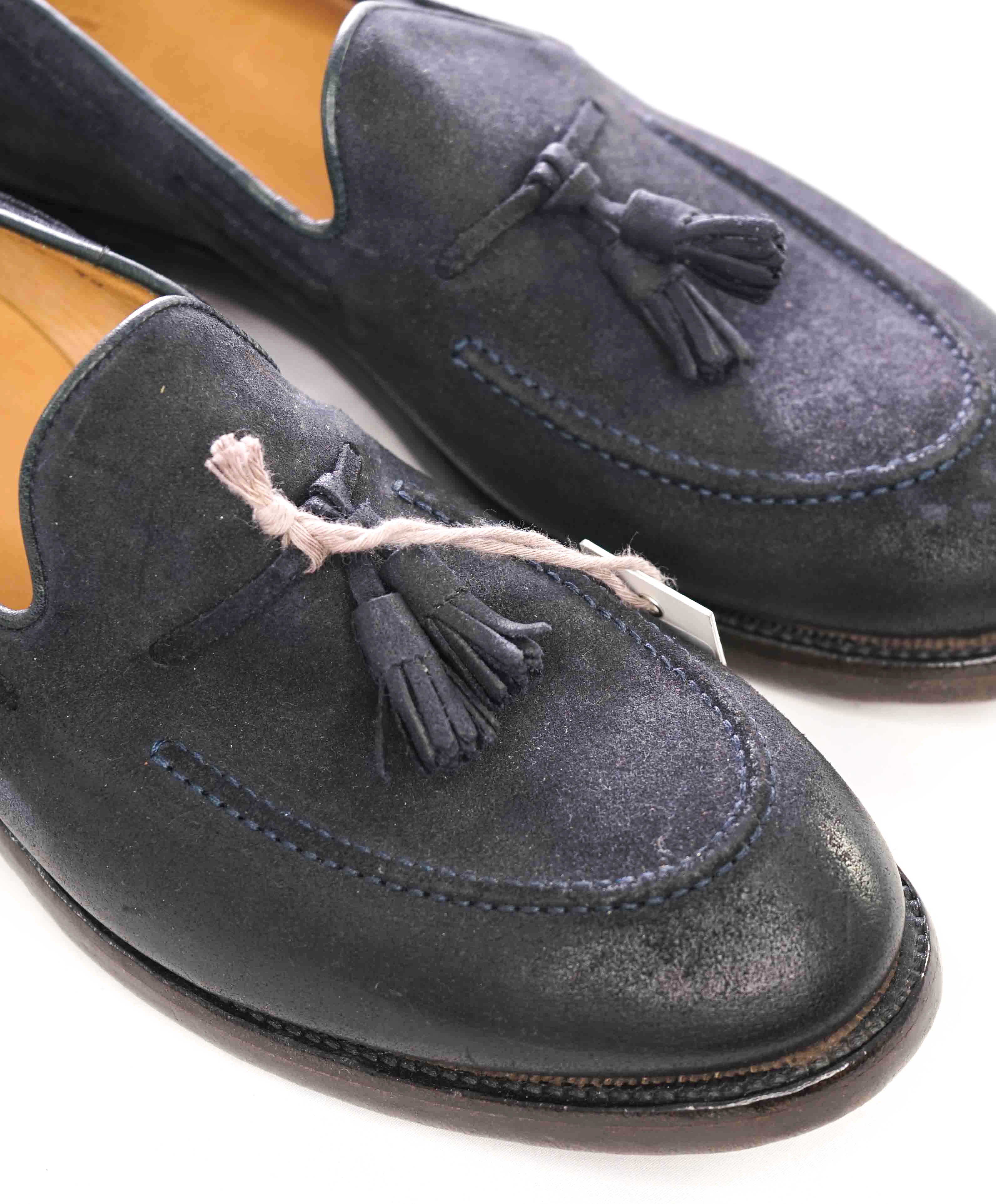 $795 ELEVENTY - Navy Weathered Suede Tassel Loafer - 12 US (45EU)