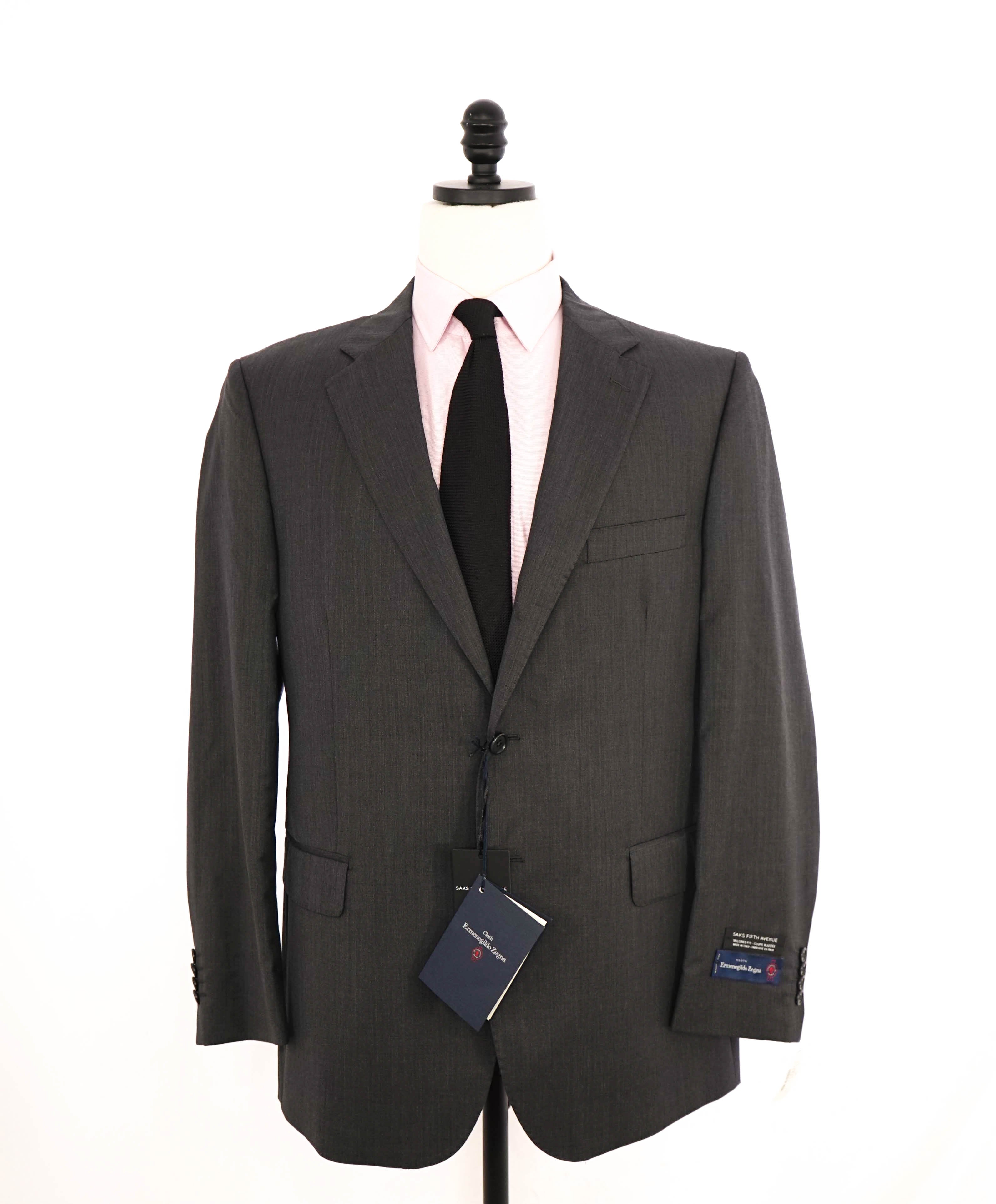 SAKS FIFTH AVENUE - By ERMENEGILDO ZEGNA "SILK/Wool" Gray Tailored Fit Blazer - 44R