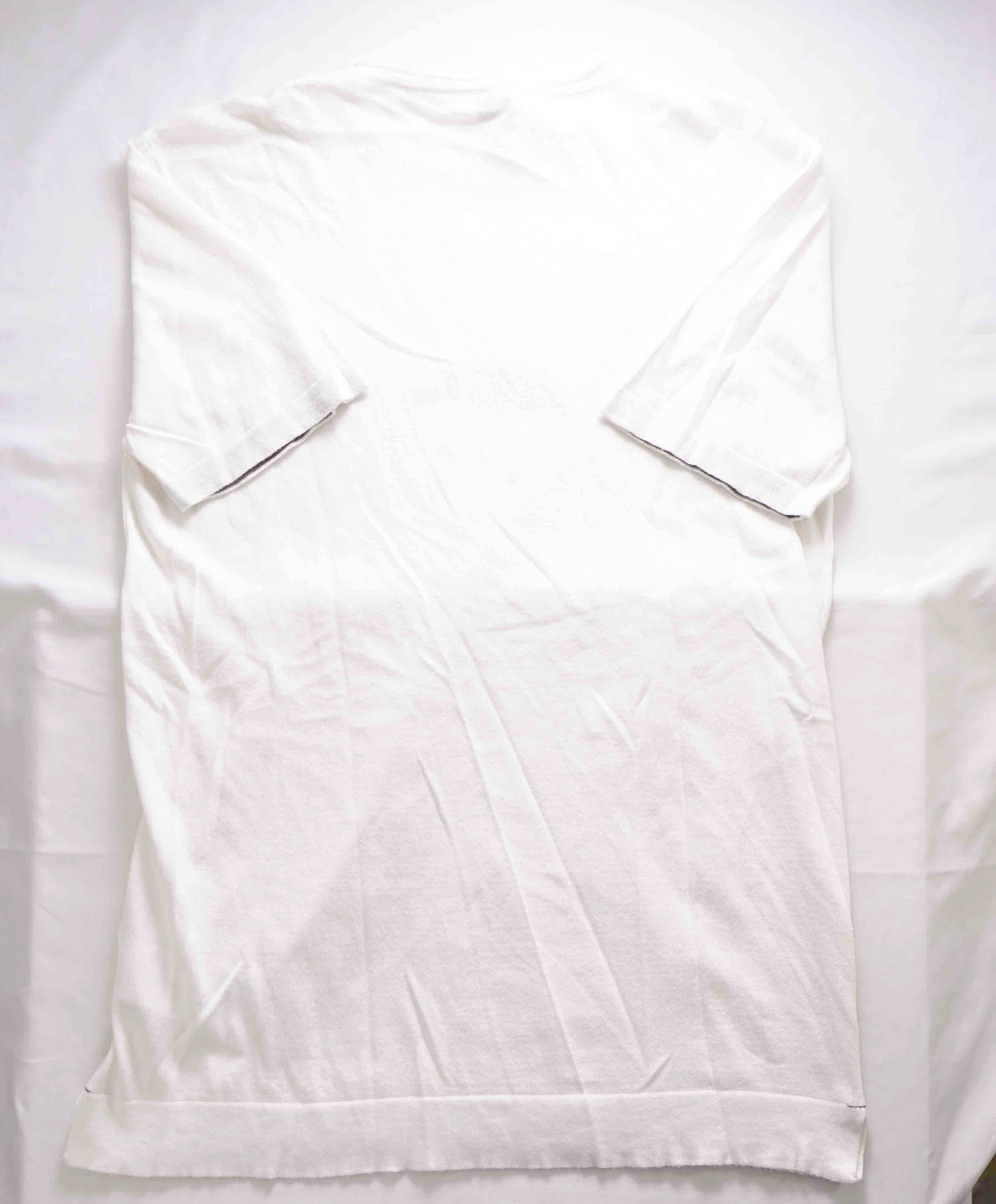 $395 ELEVENTY - Ivory  Crewneck Premium Short Sleeve Sweater - M