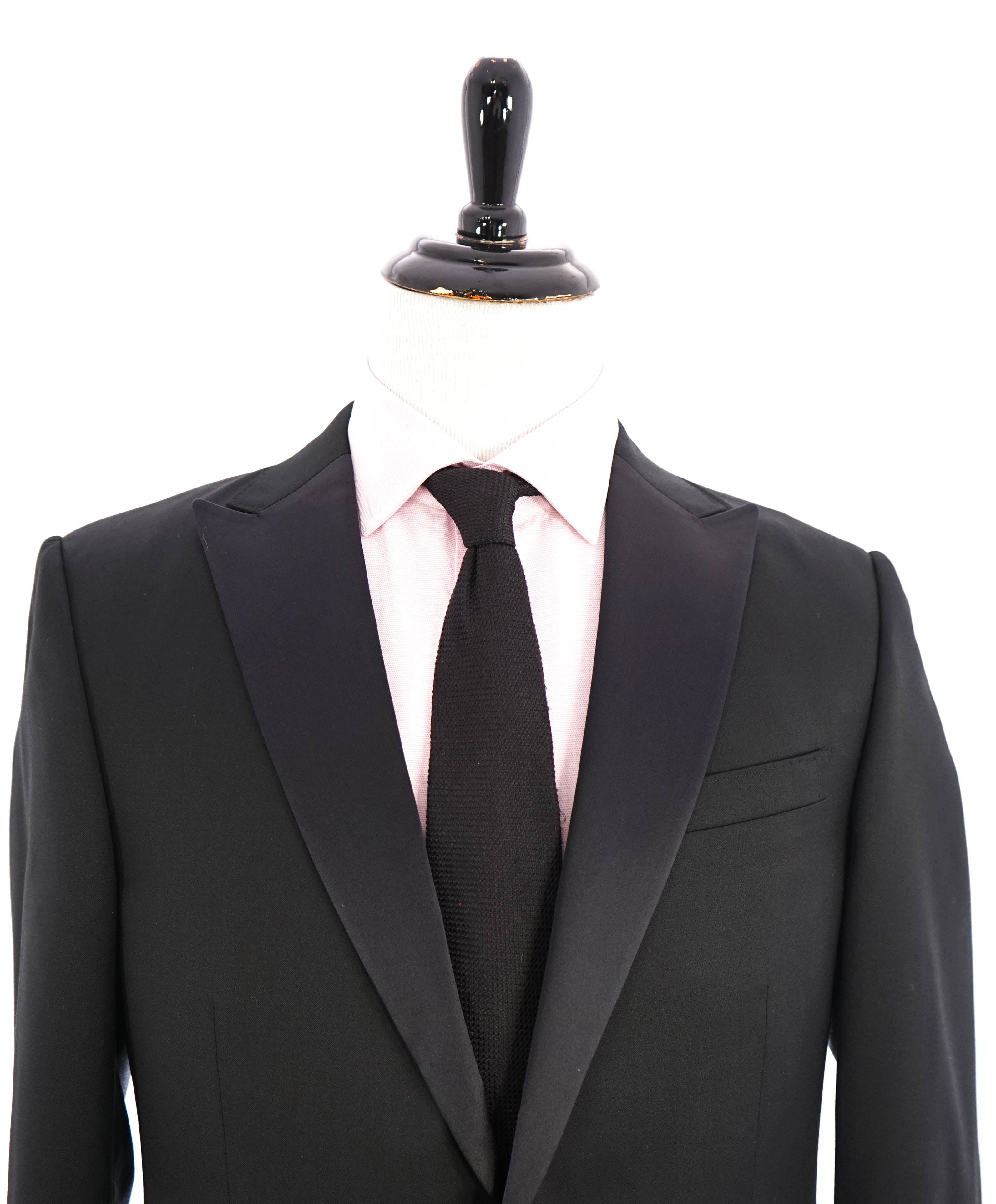 $1,295 Z ZEGNA - Black Peak Lapel 1-Button Dinner Jacket Blazer - 42R 33W +Pants