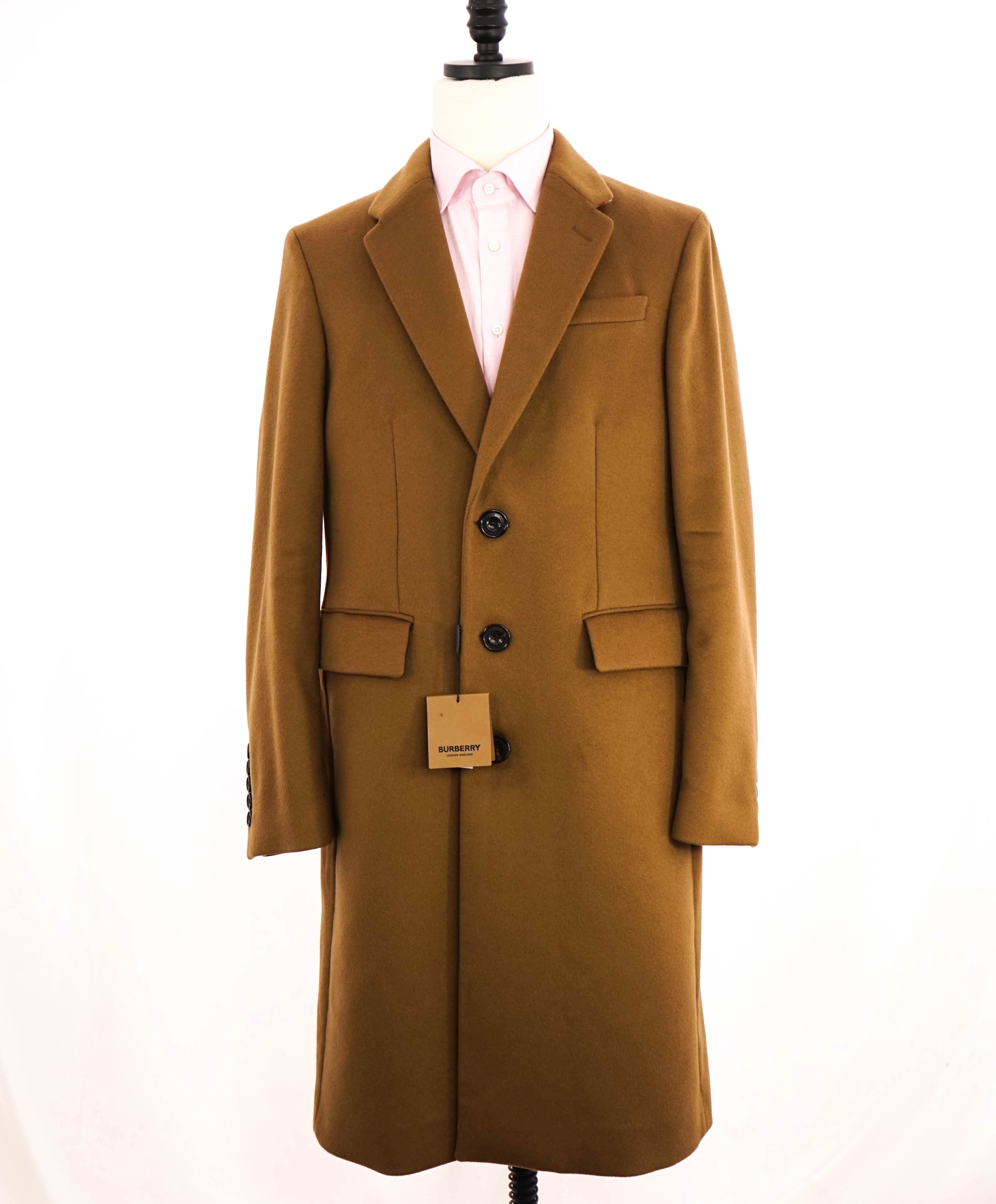 $2,495 BURBERRY LONDON - Wool/Cashmere Camel Brown LOGO Collar Coat - 40R