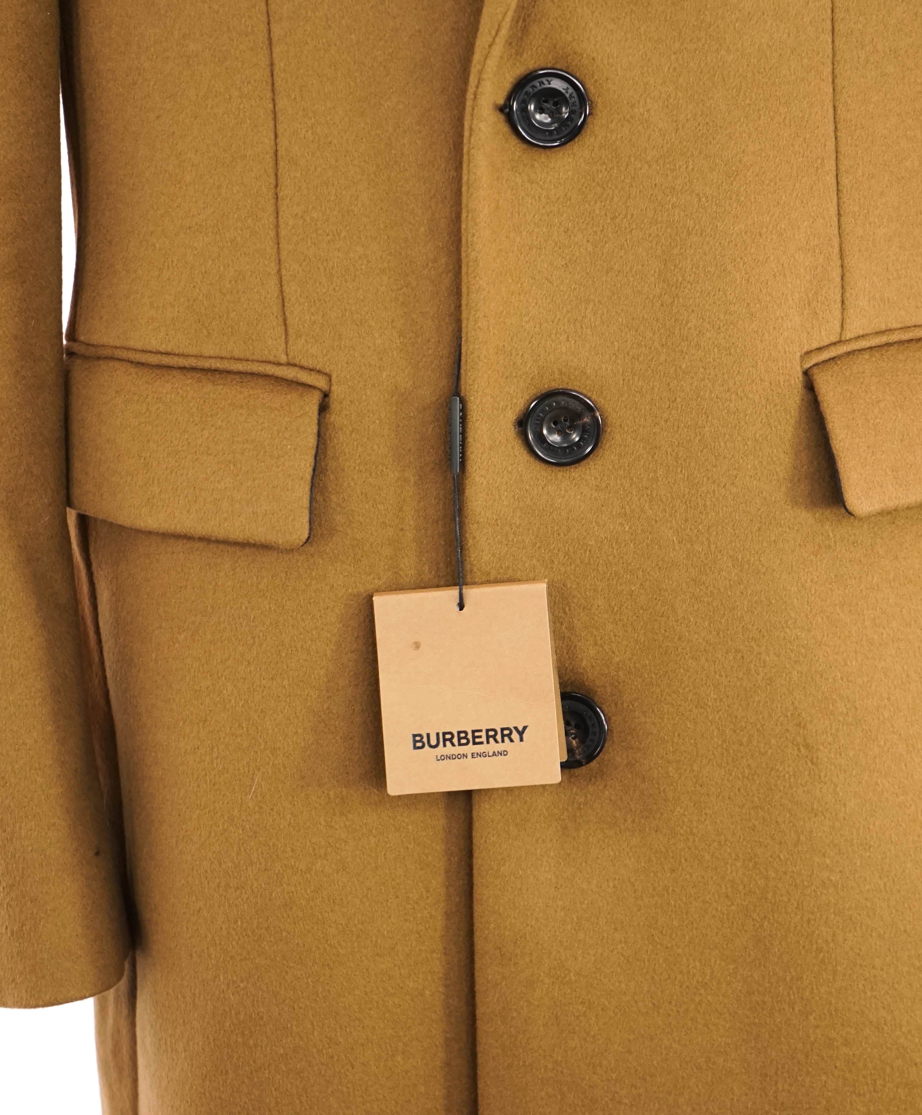 $2,495 BURBERRY LONDON - Wool/Cashmere Camel Brown LOGO Collar Coat - 40R