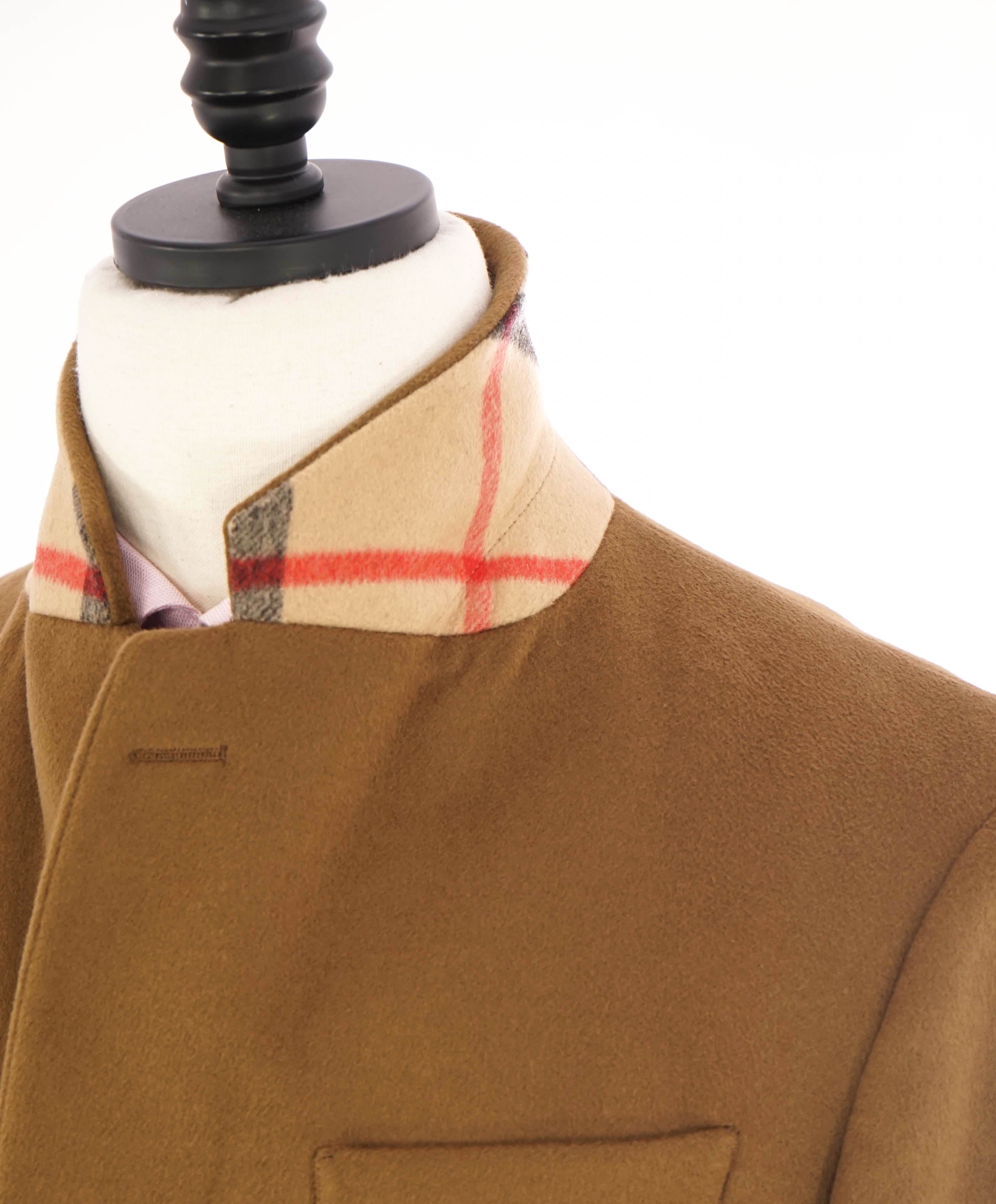 $2,495 BURBERRY LONDON - Wool/Cashmere Camel Brown LOGO Collar Coat - 40R