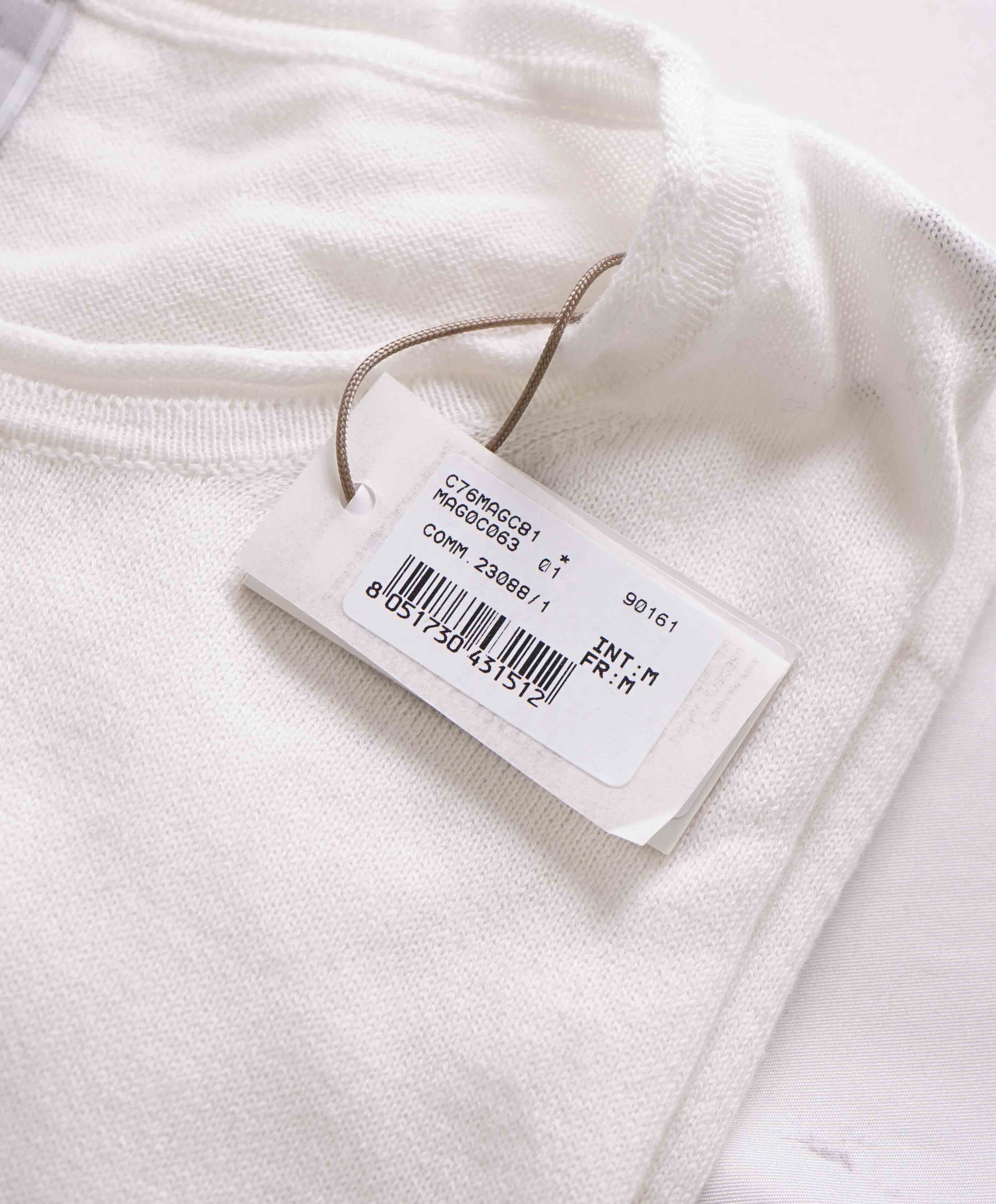 $395 ELEVENTY - Ivory  Crewneck Premium Short Sleeve Sweater - M