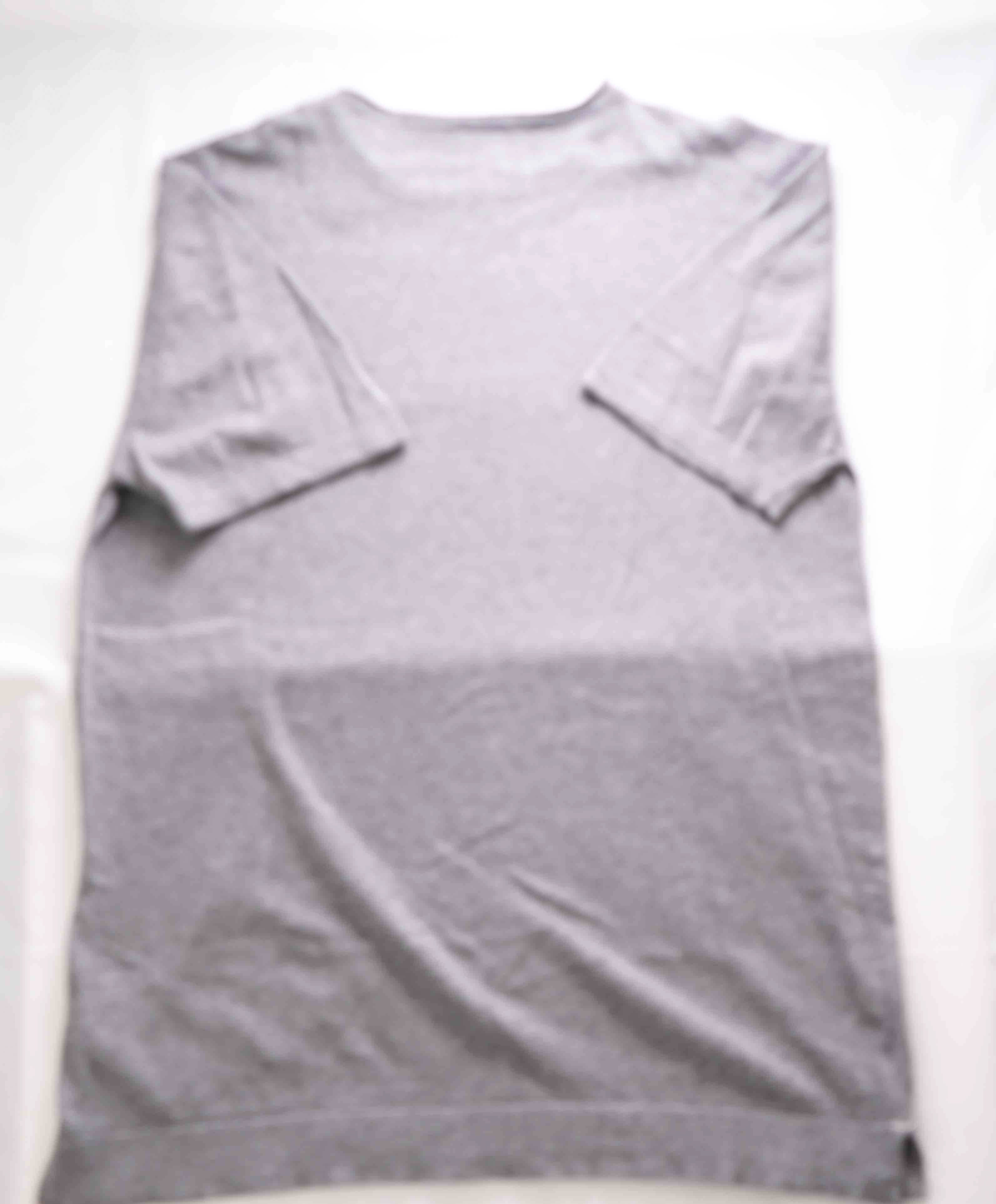 $395 ELEVENTY - Gray  Crewneck Premium Short Sleeve Sweater - M