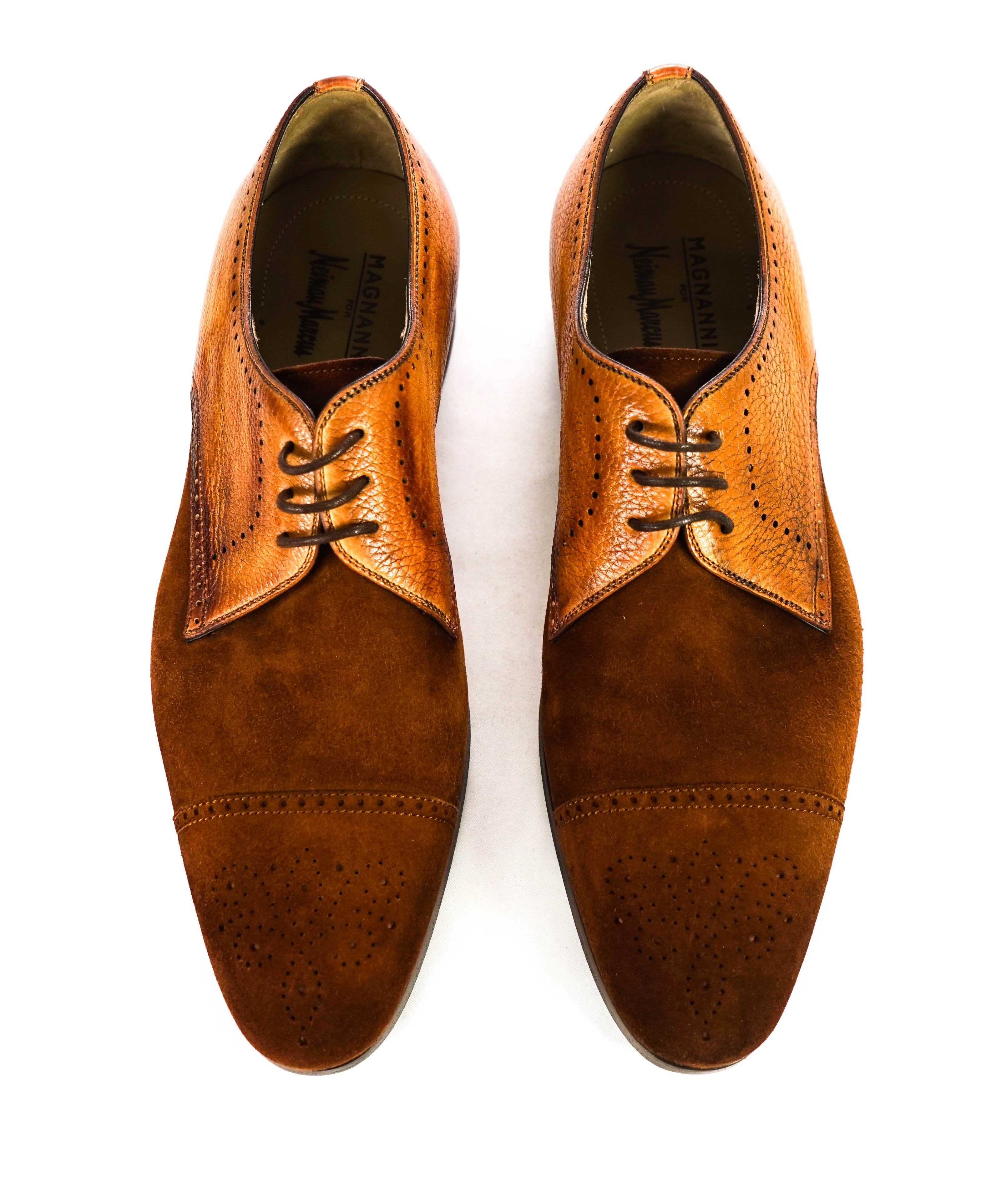 MAGNANNI - Cognac/Tobacco Suede Leather Patina Oxford - 9