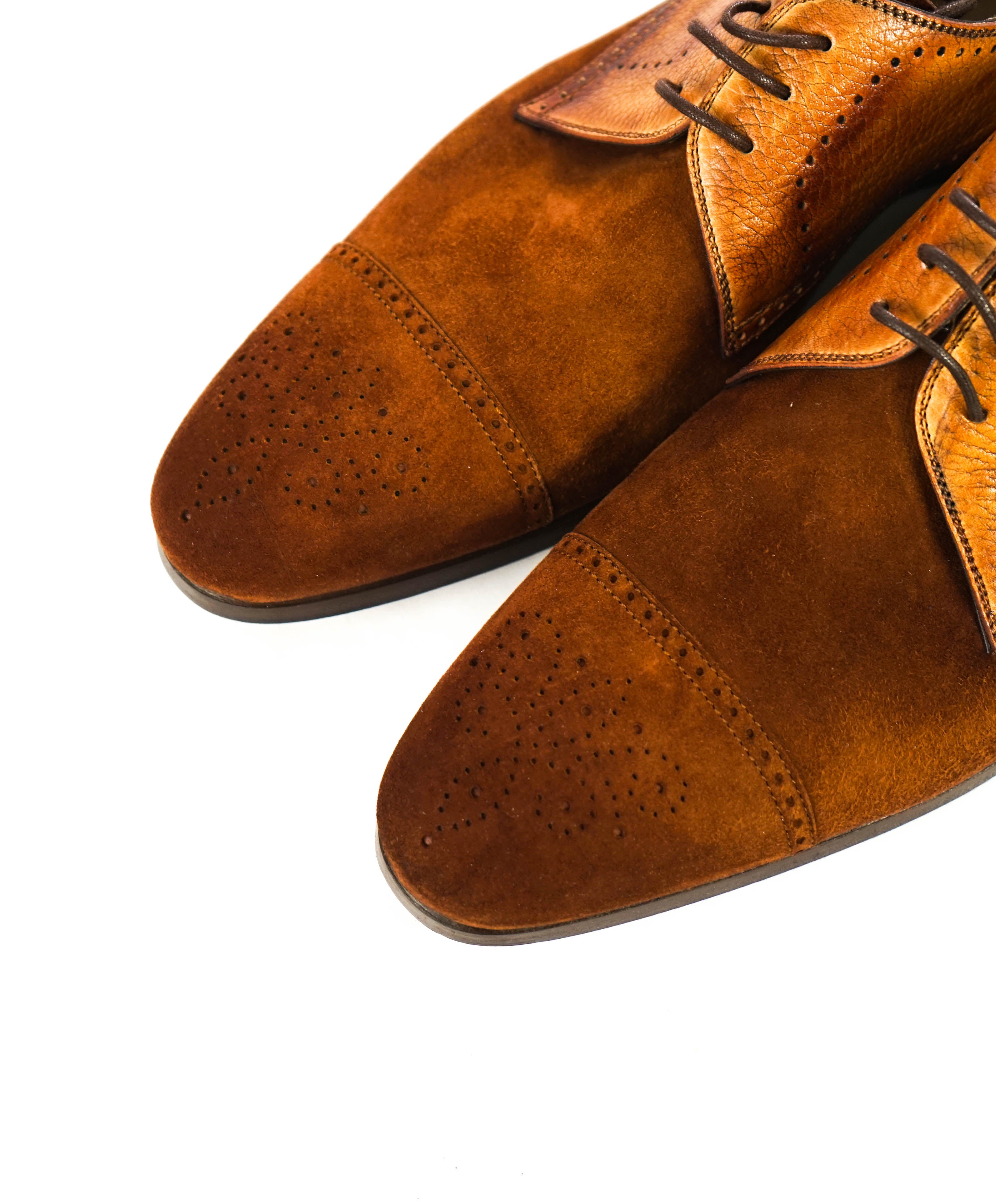 MAGNANNI - Cognac/Tobacco Suede Leather Patina Oxford - 9