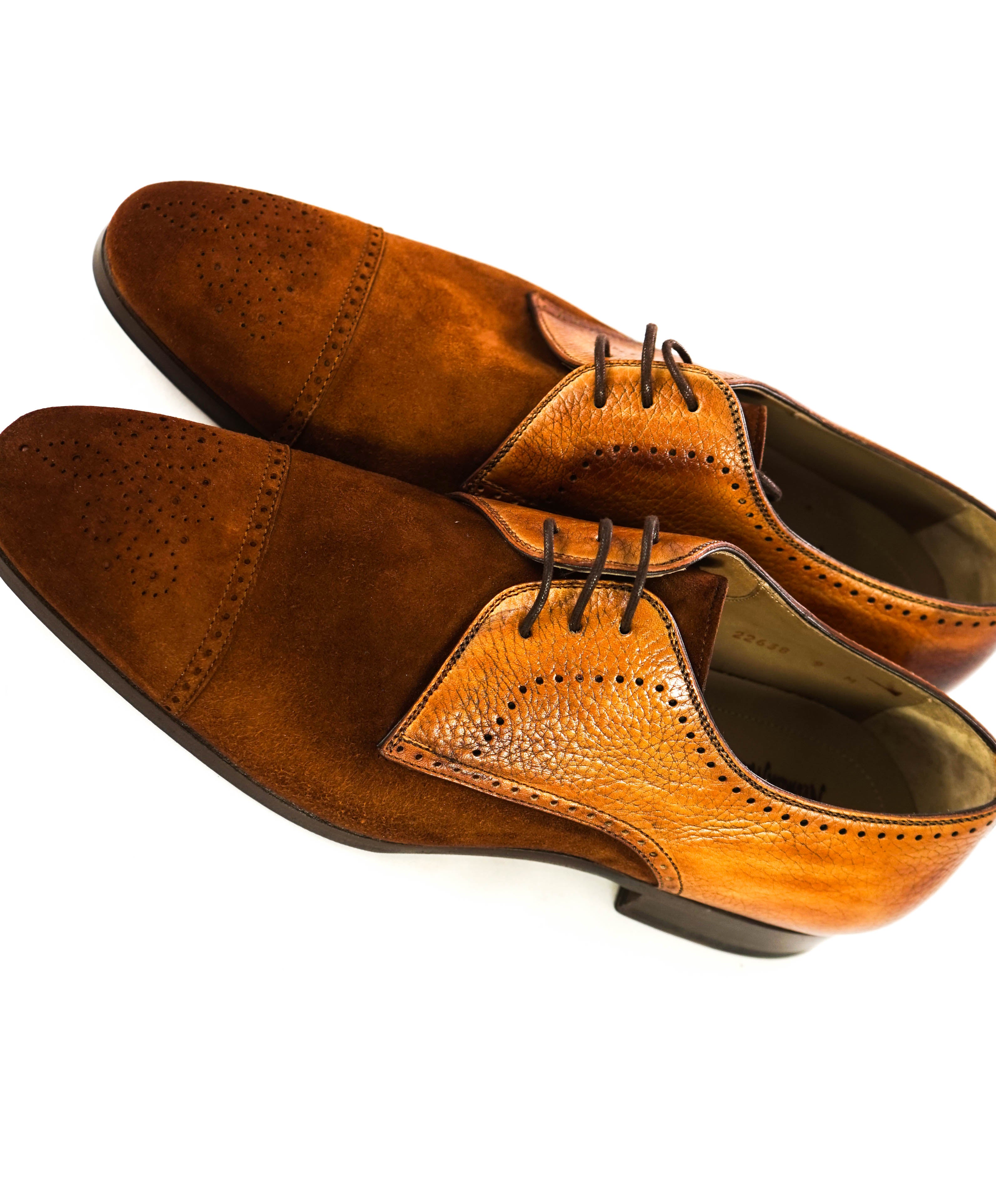 MAGNANNI - Cognac/Tobacco Suede Leather Patina Oxford - 9