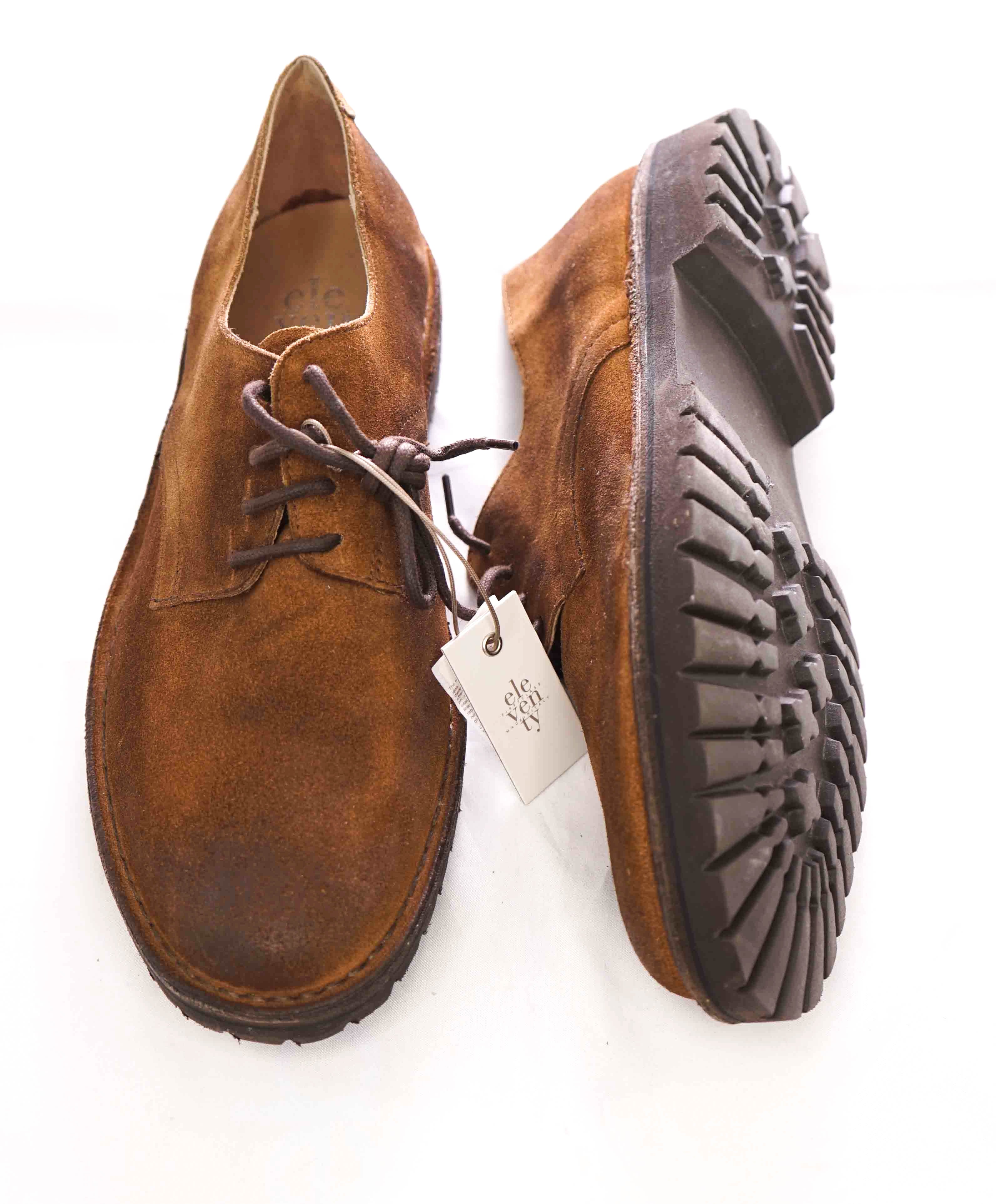 $695 ELEVENTY - Brown Distressed Suede Oxfords - 11 US (44EU)