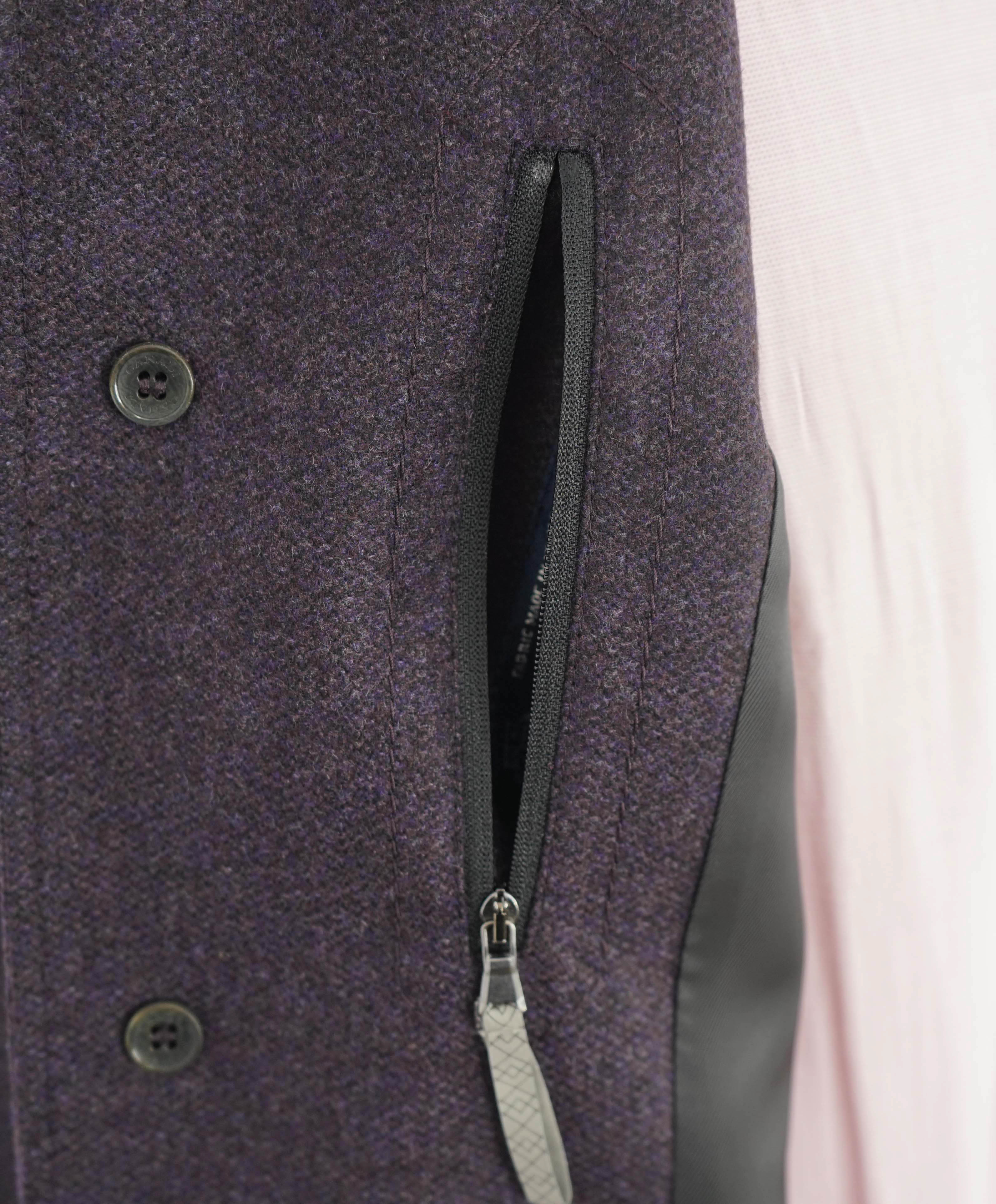 $4,000 CANALI - By LORO PIANA **PURE CASHMERE** Gray/Eggplant Coat - 42R