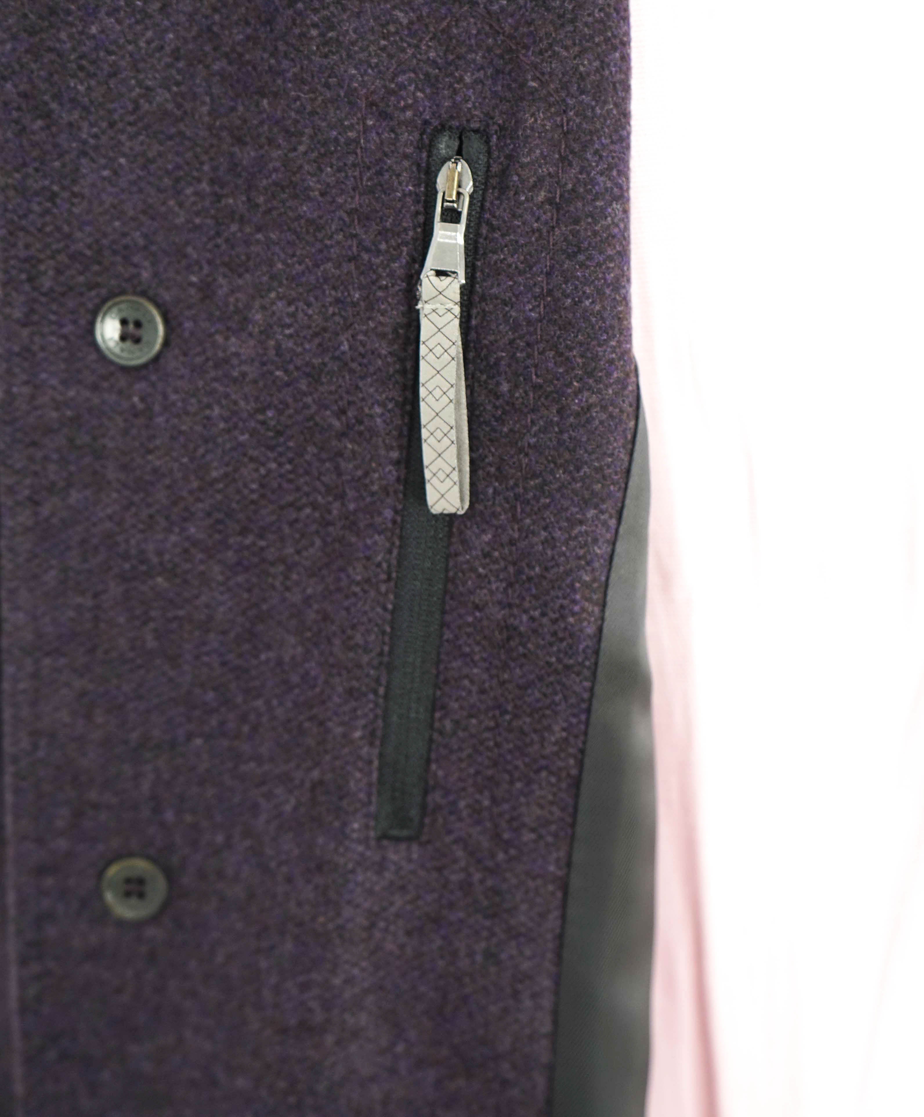 $4,000 CANALI - By LORO PIANA **PURE CASHMERE** Gray/Eggplant Coat - 42R