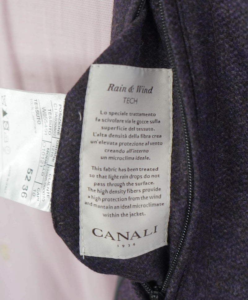 $4,000 CANALI - By LORO PIANA **PURE CASHMERE** Gray/Eggplant Coat - 42R