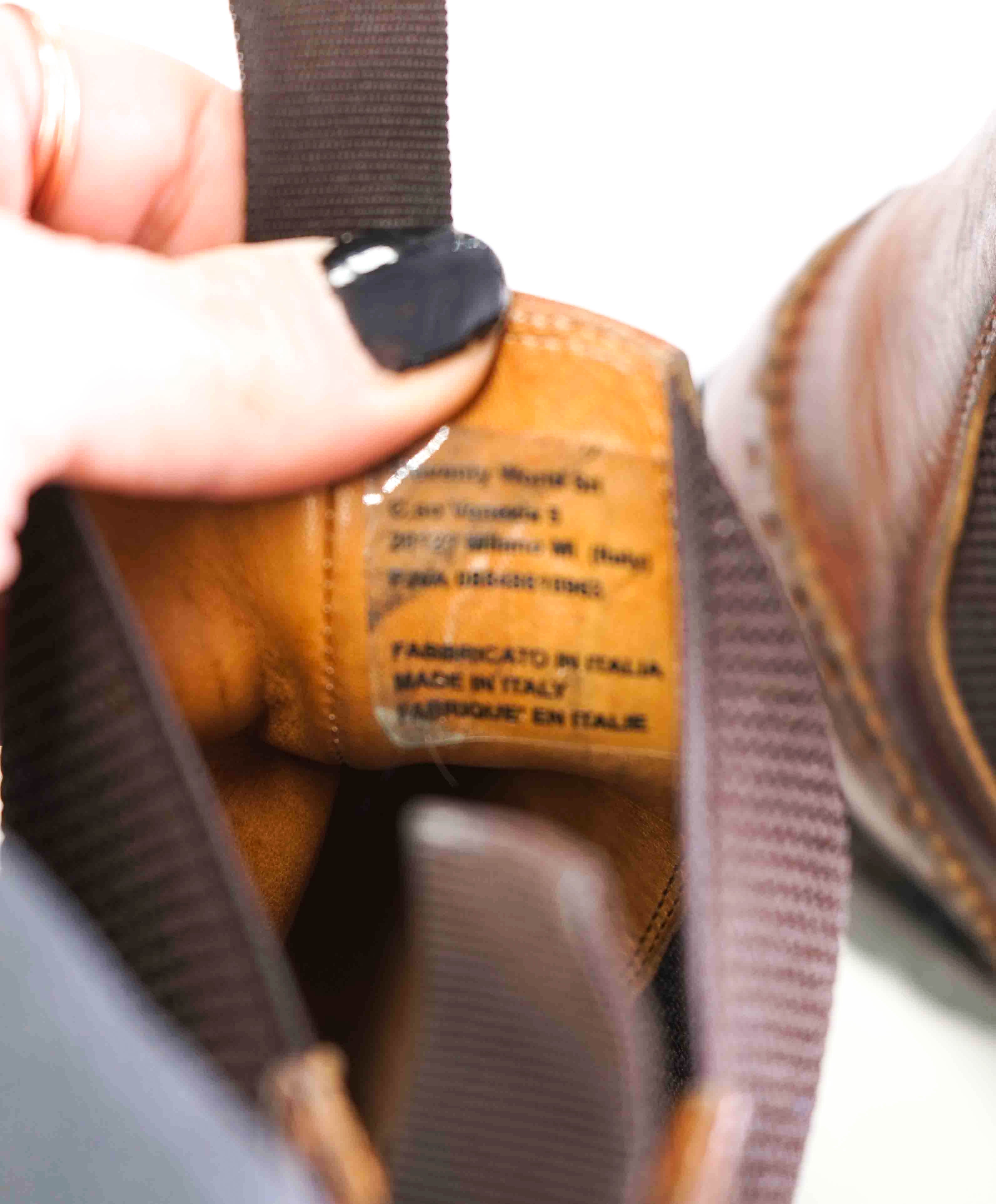 $695 ELEVENTY - Brown Brogue Leather Distressed Chelsea Boots - 8 US (41EU)