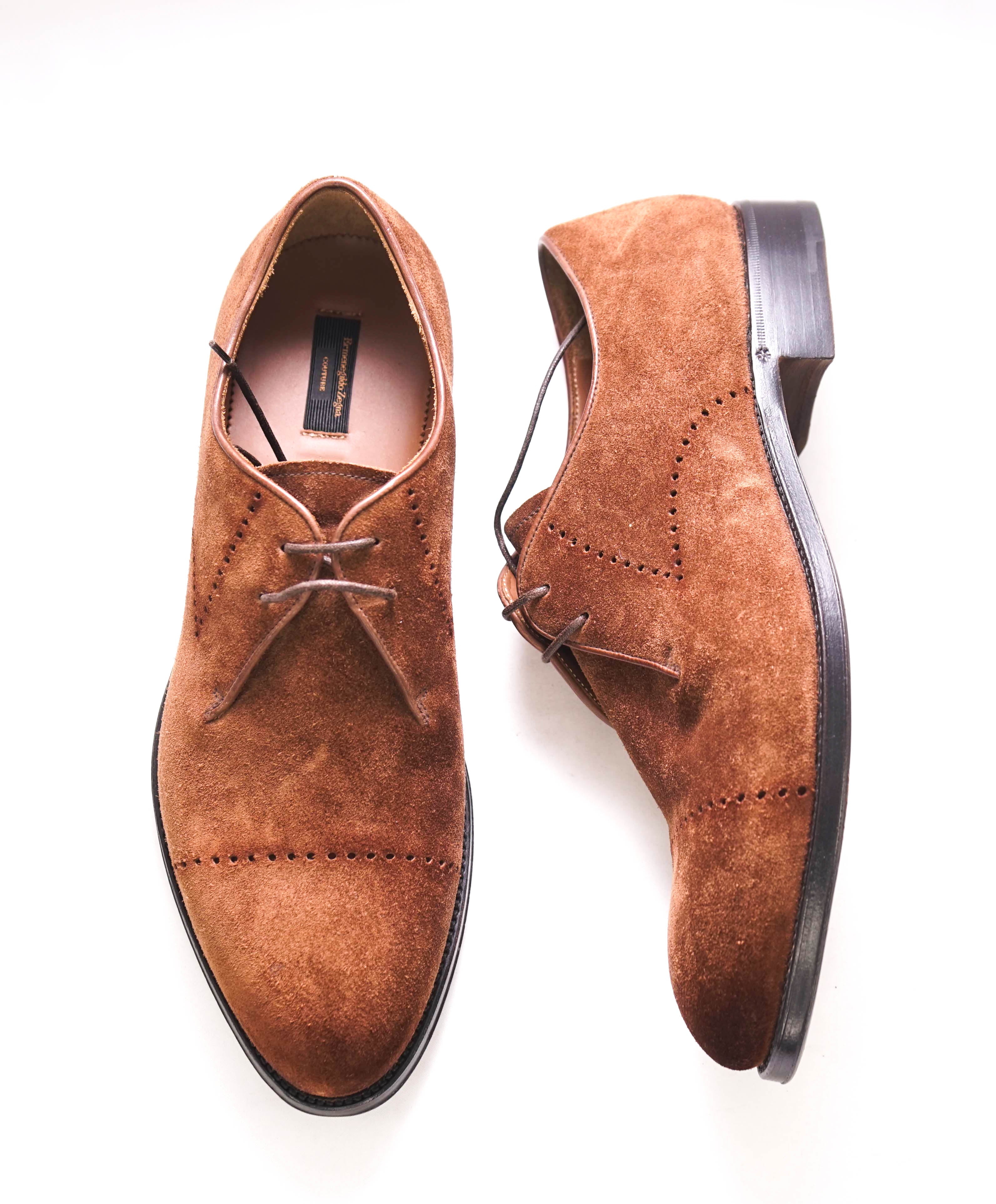 $1,450 ERMENEGILDO ZEGNA COUTURE - Tobacco Suede Oxfords - 9 US