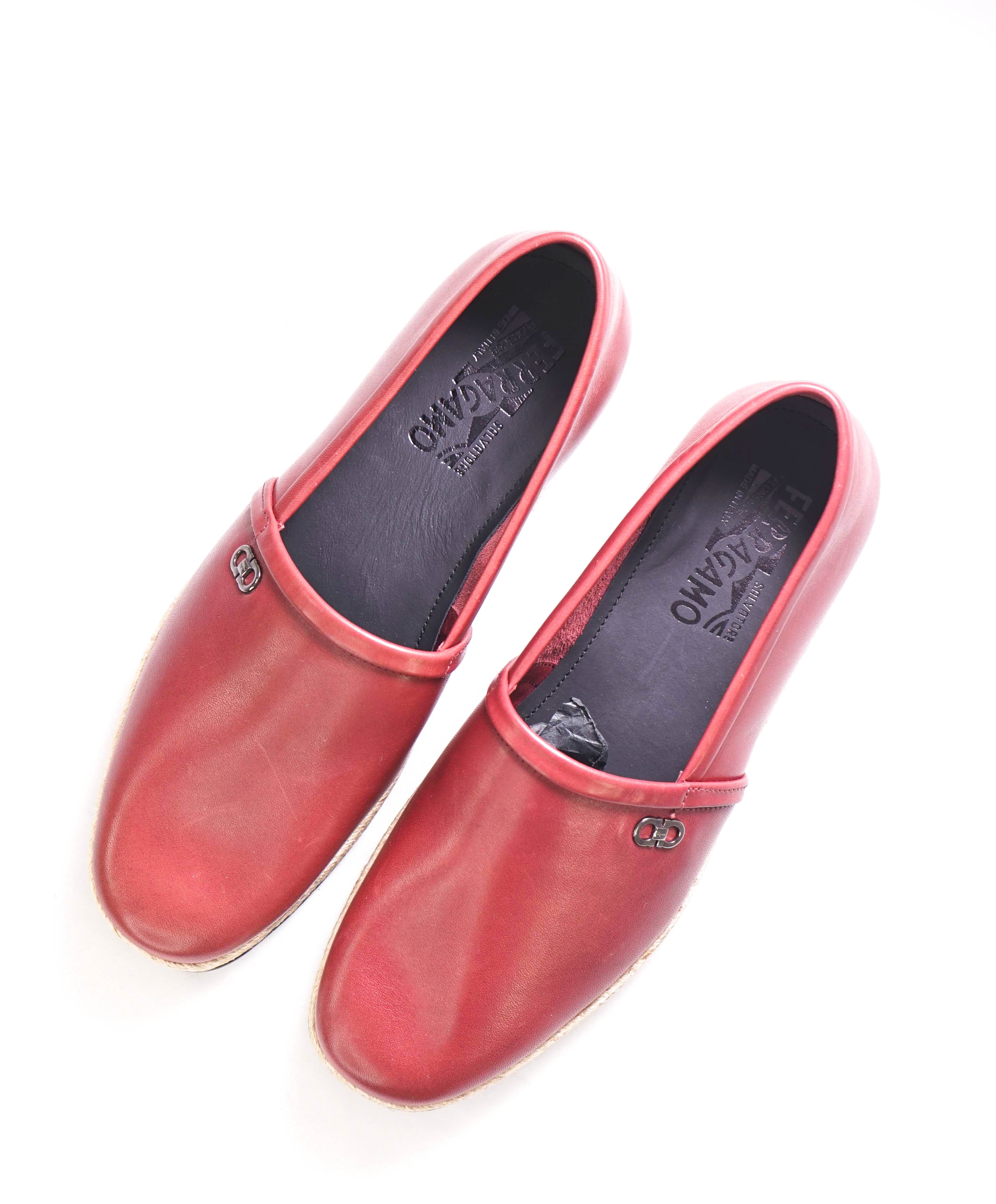 $750 SALVATORE FERRAGAMO - "GIUNONE 2" Red Espadrille Loafer - 8.5 US