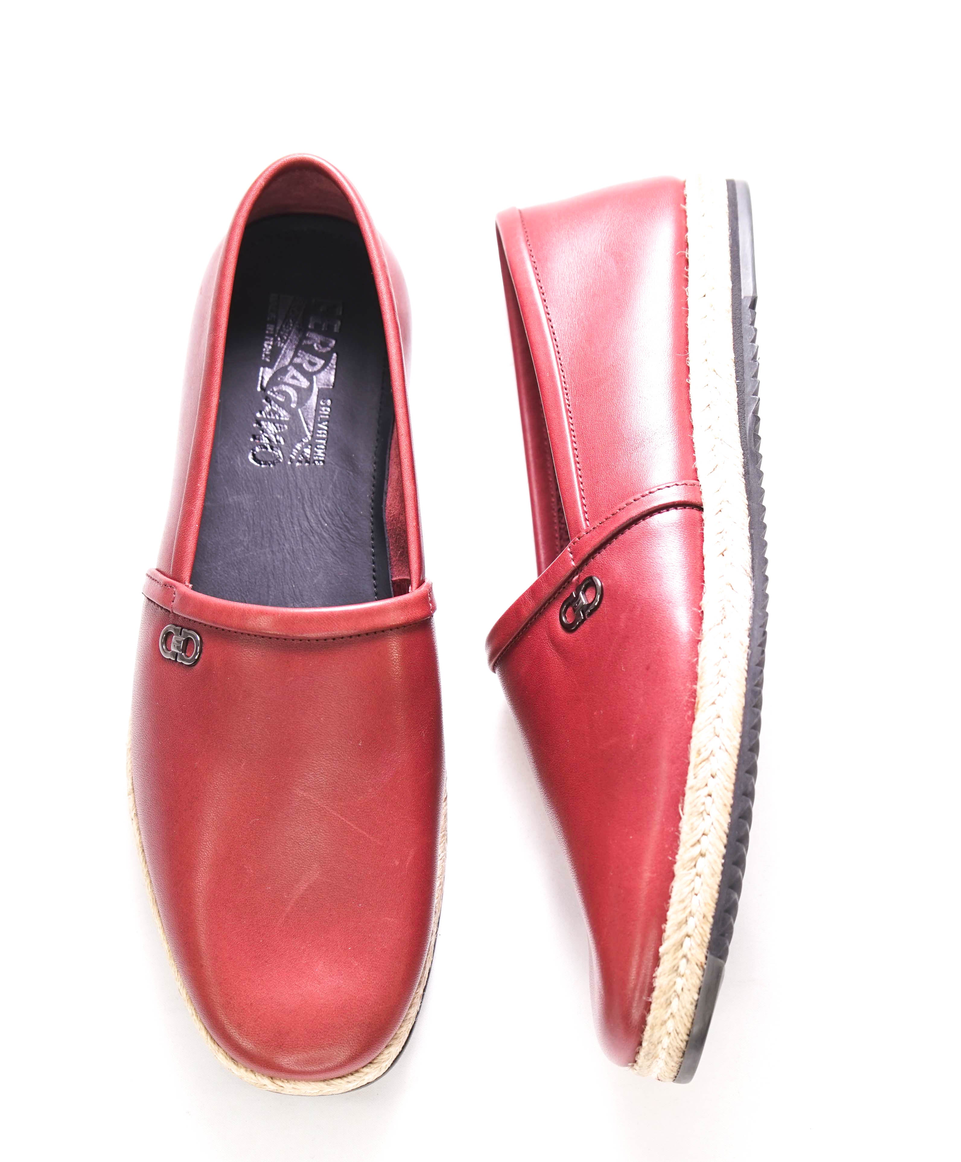 $750 SALVATORE FERRAGAMO - "GIUNONE 2" Red Espadrille Loafer - 8.5 US