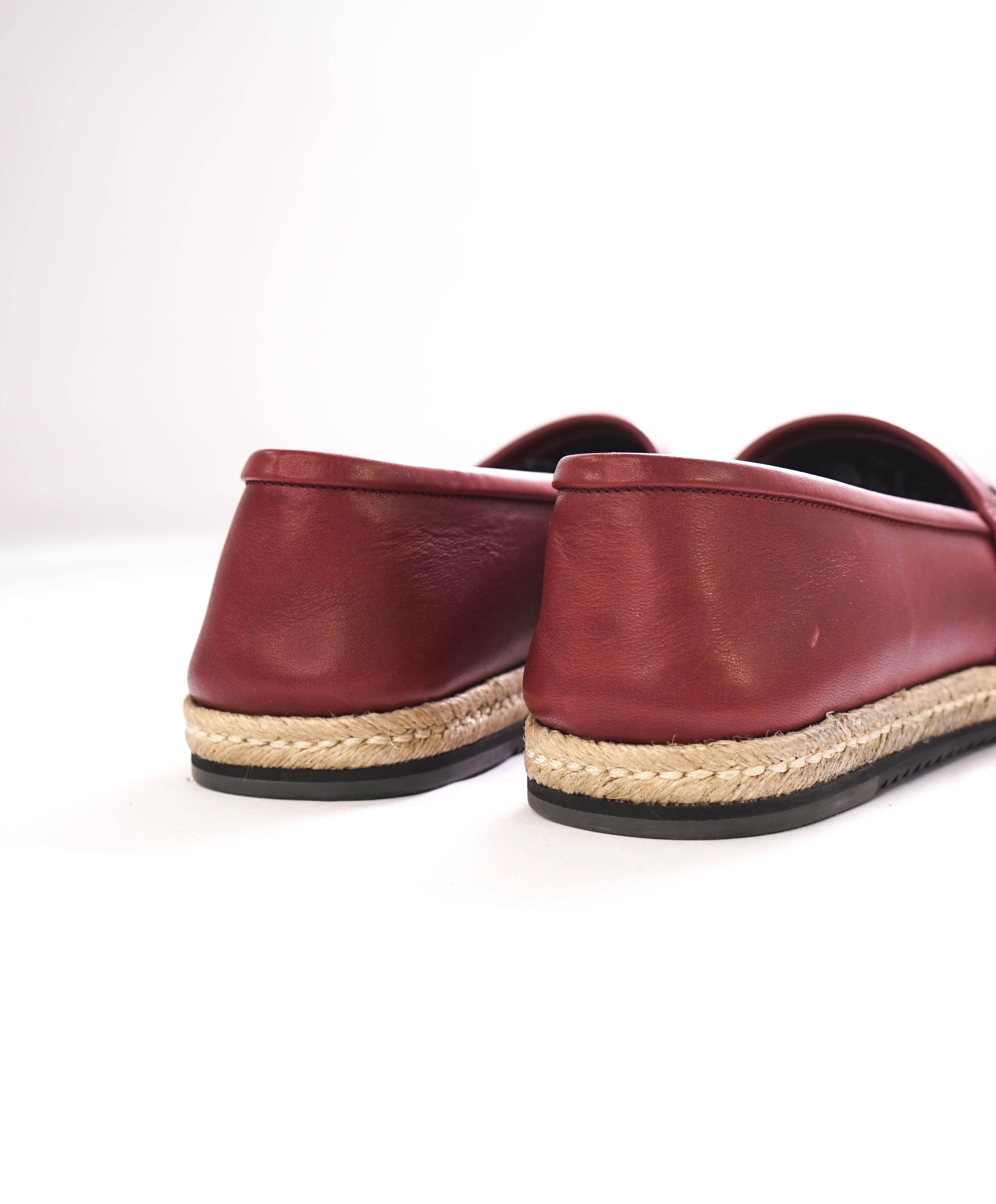 $750 SALVATORE FERRAGAMO - "GIUNONE 2" Red Espadrille Loafer - 8.5 US