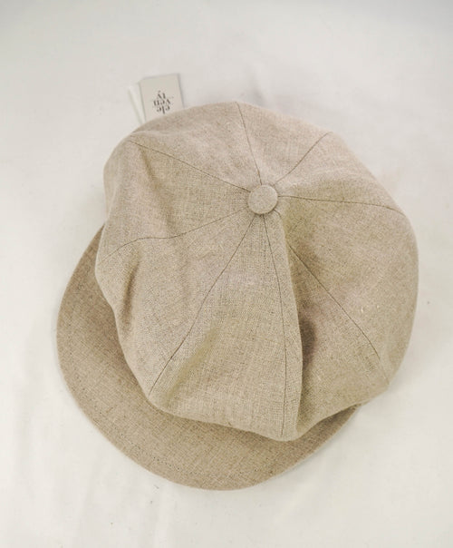 $395 ELEVENTY - Neutral PURE LINEN Cap Hat - (58)