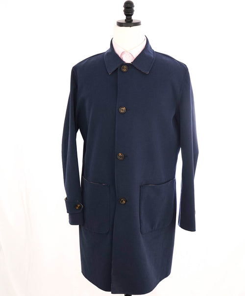 $2,895 ELEVENTY - Single-Breasted Reversible Cotton Coat Neutral/Navy - 40 (50EU)