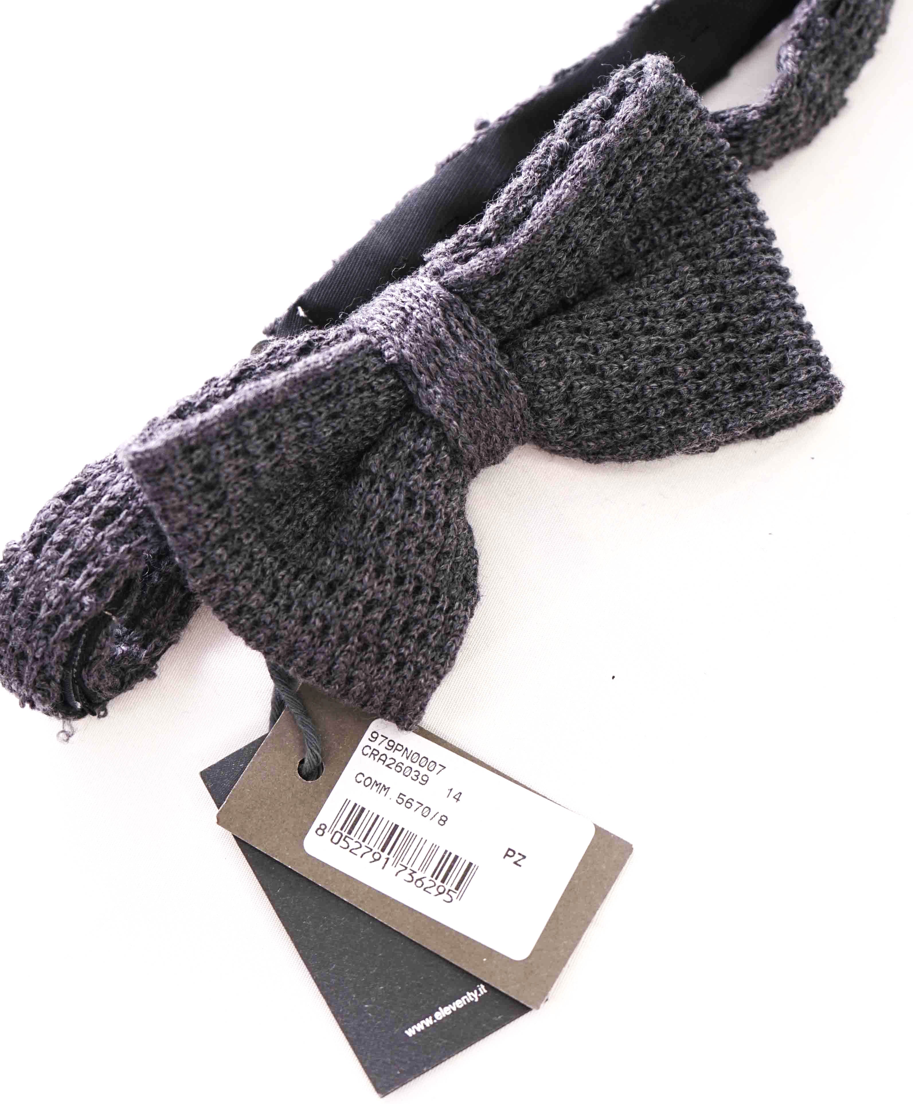 $295 ELEVENTY - Gray Knit Bow Tie - One Size