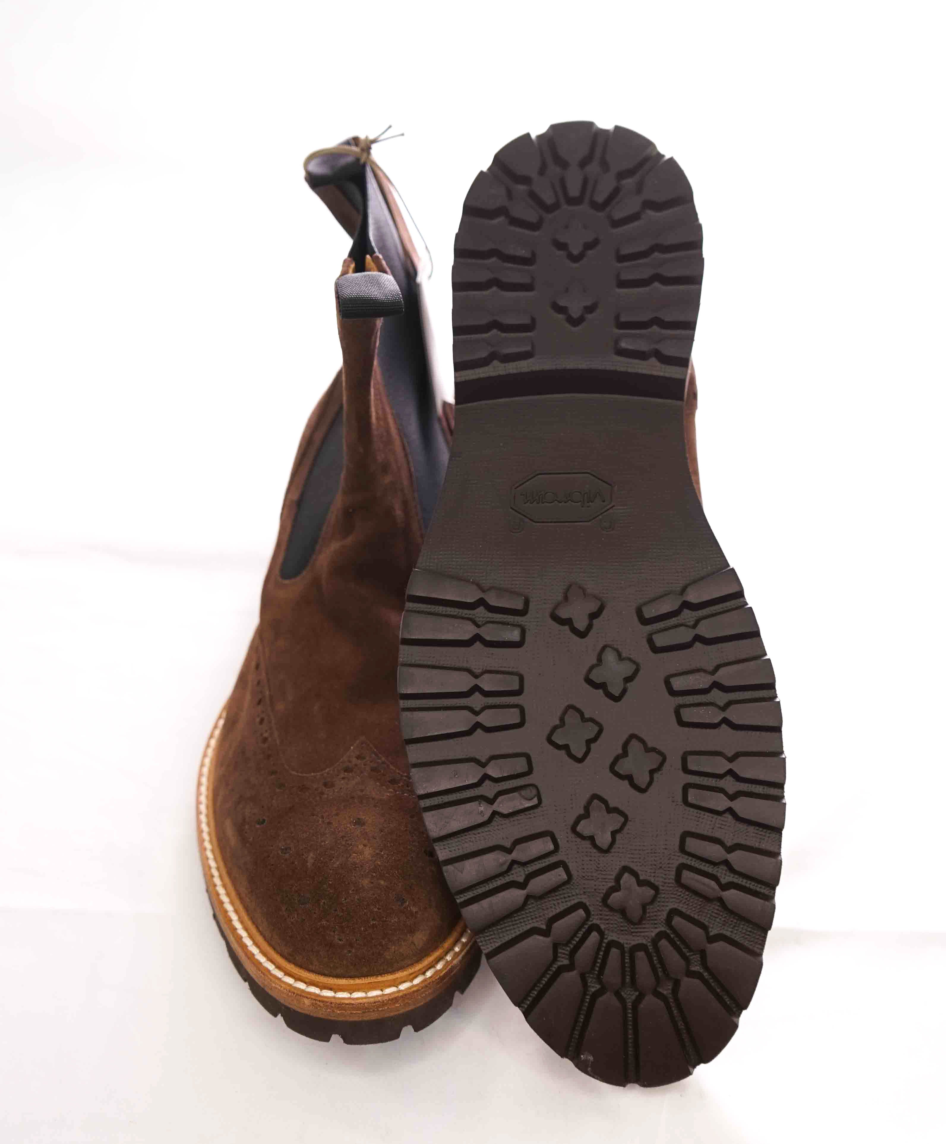 $695 ELEVENTY - Brown Brogued Elasticated Side-Panel Boots - 11 US (44EU)