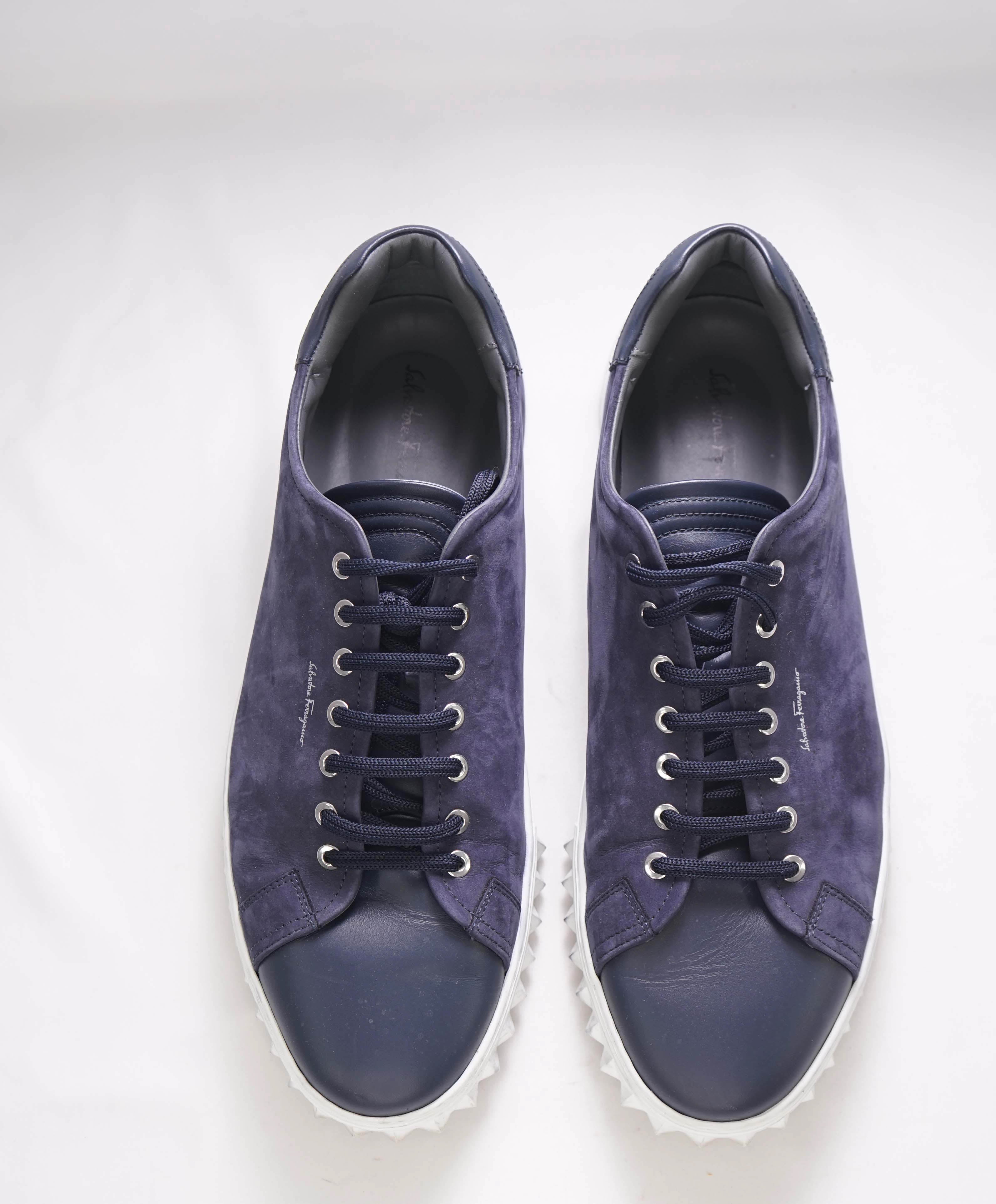 $750 SALVATORE FERRAGAMO - *Rhinoceros* Navy Gancini Sneaker - 12 US